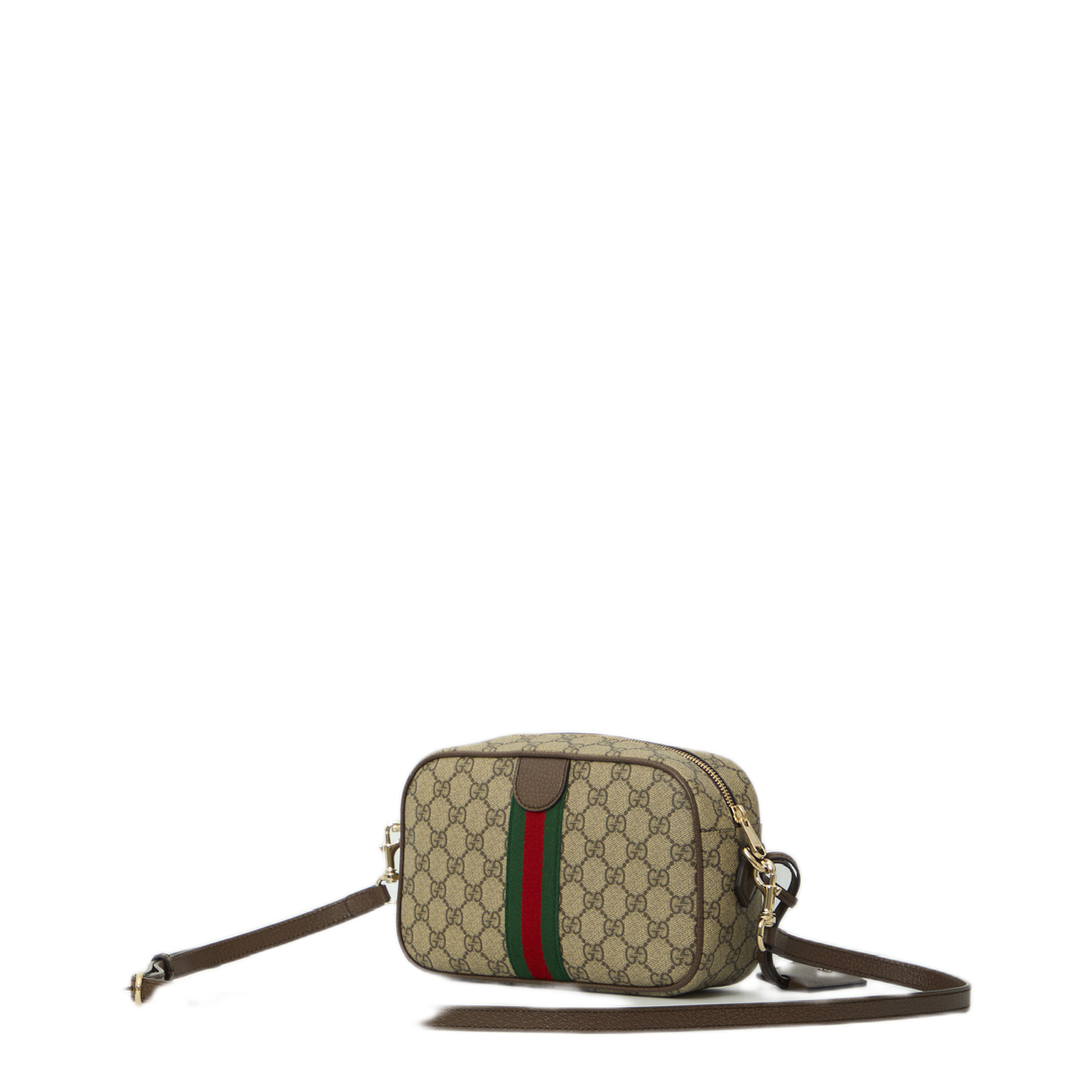 Ophidia Small GG Monogram Coated Fabric Crossbody - Beige and Dark Brown - Image 2