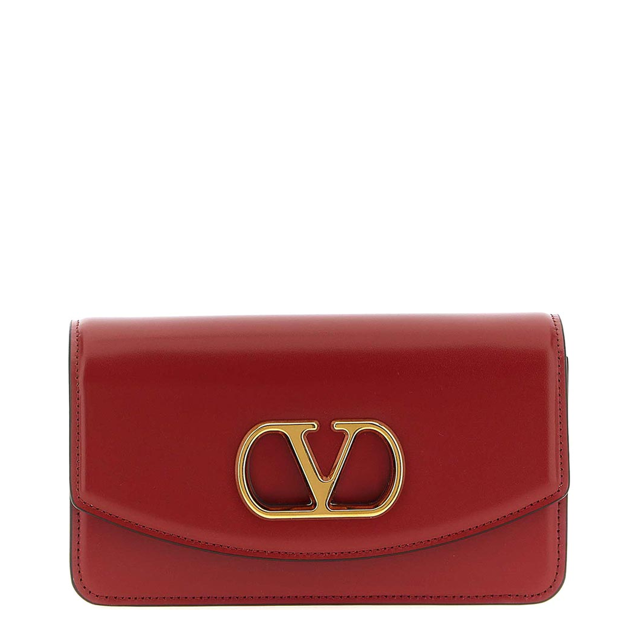 Vain Shiny Calfskin Clutch - Rosso - Image 1