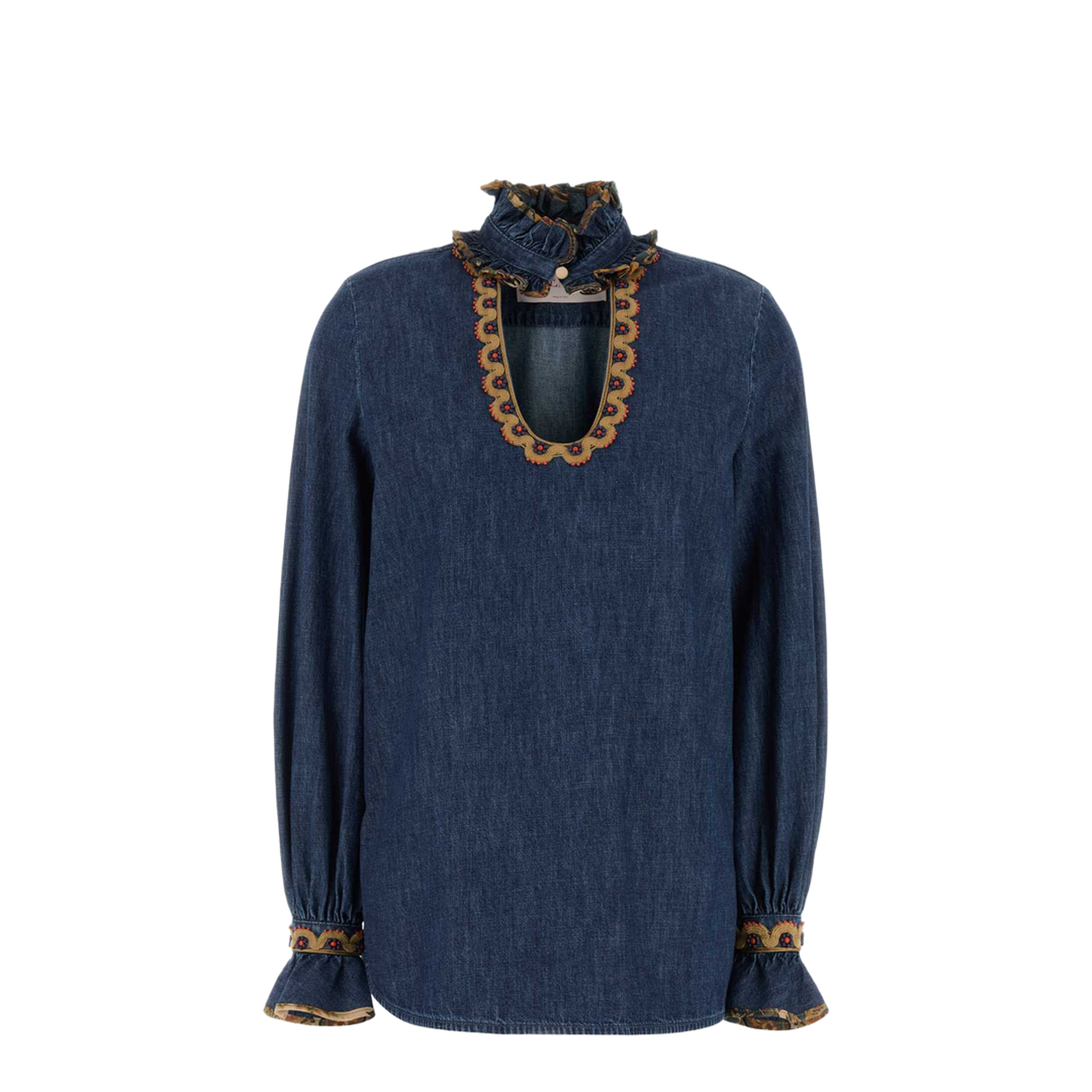 Chambray Denim Embroidered Top - Image 2