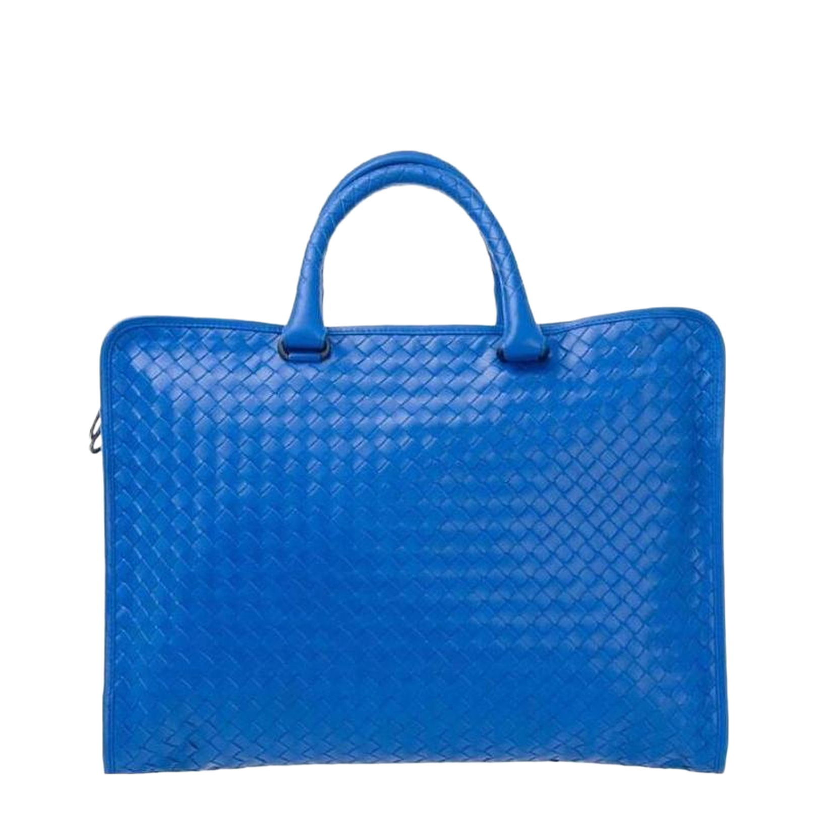 Intrecciato Leather Briefcase - Blue - Image 1