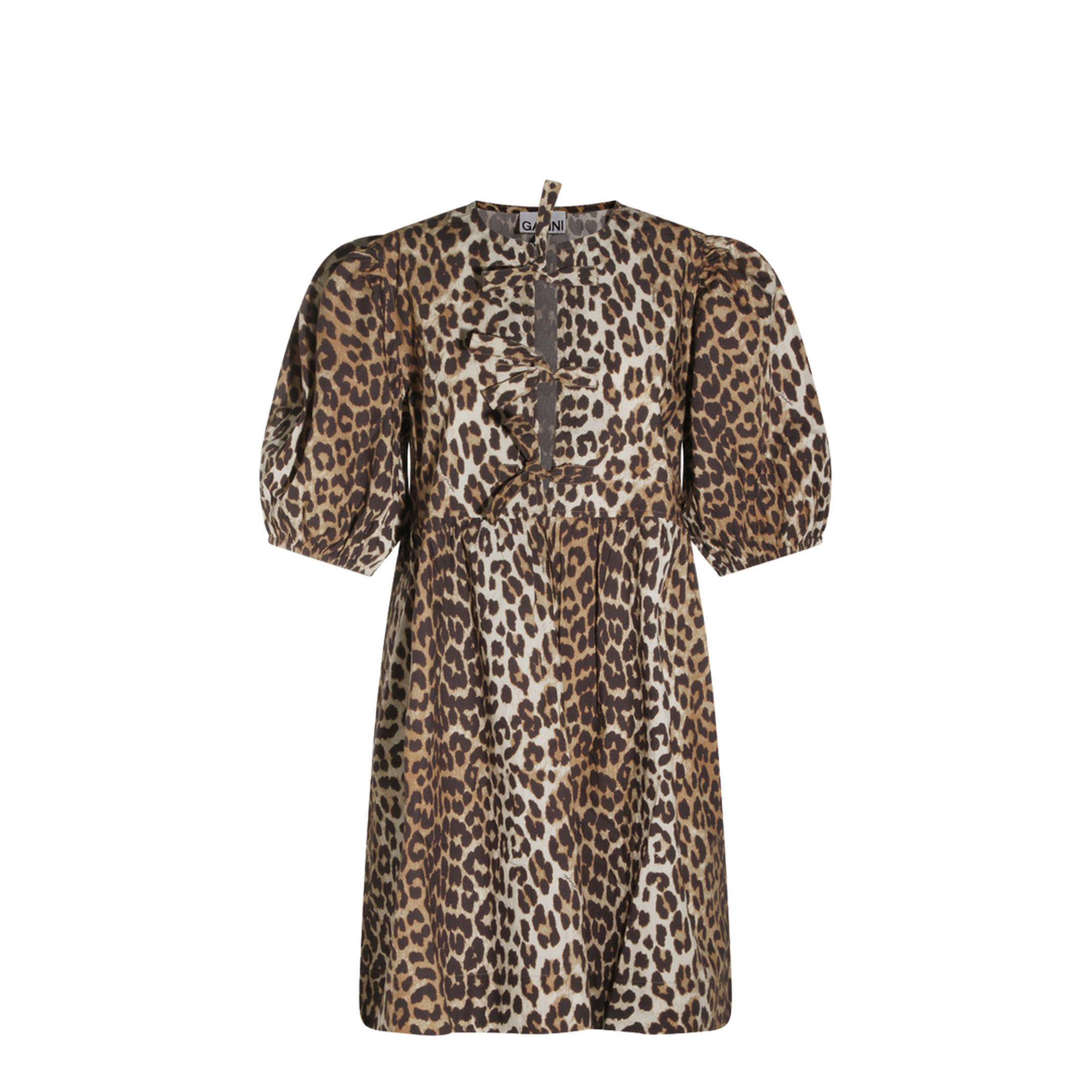 Printed Tie String Poplin Mini Dress - Image 1