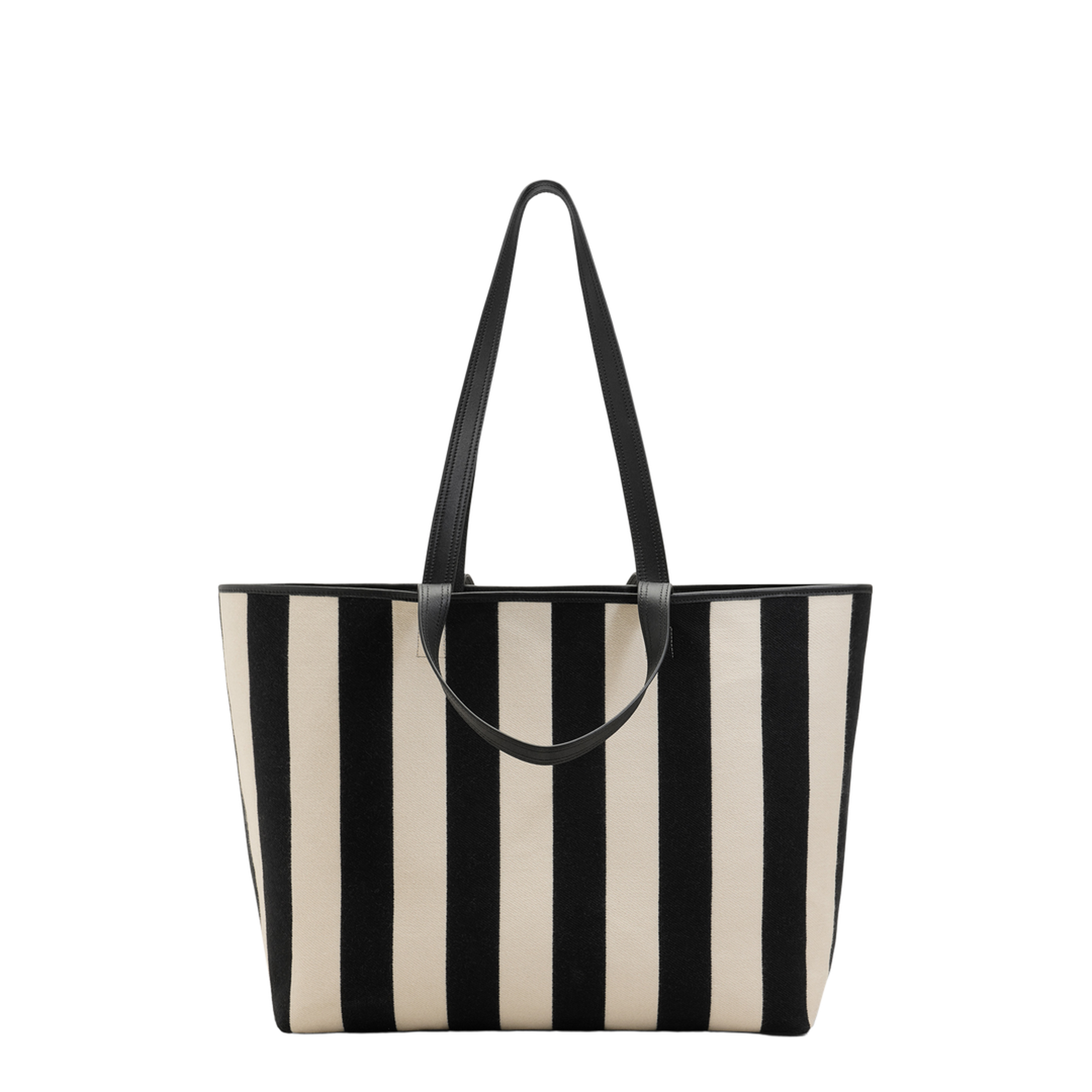 Ami de Coeur Medium Cotton Canvas Shopping Tote - WHITE CREAM/BLACK - Image 2