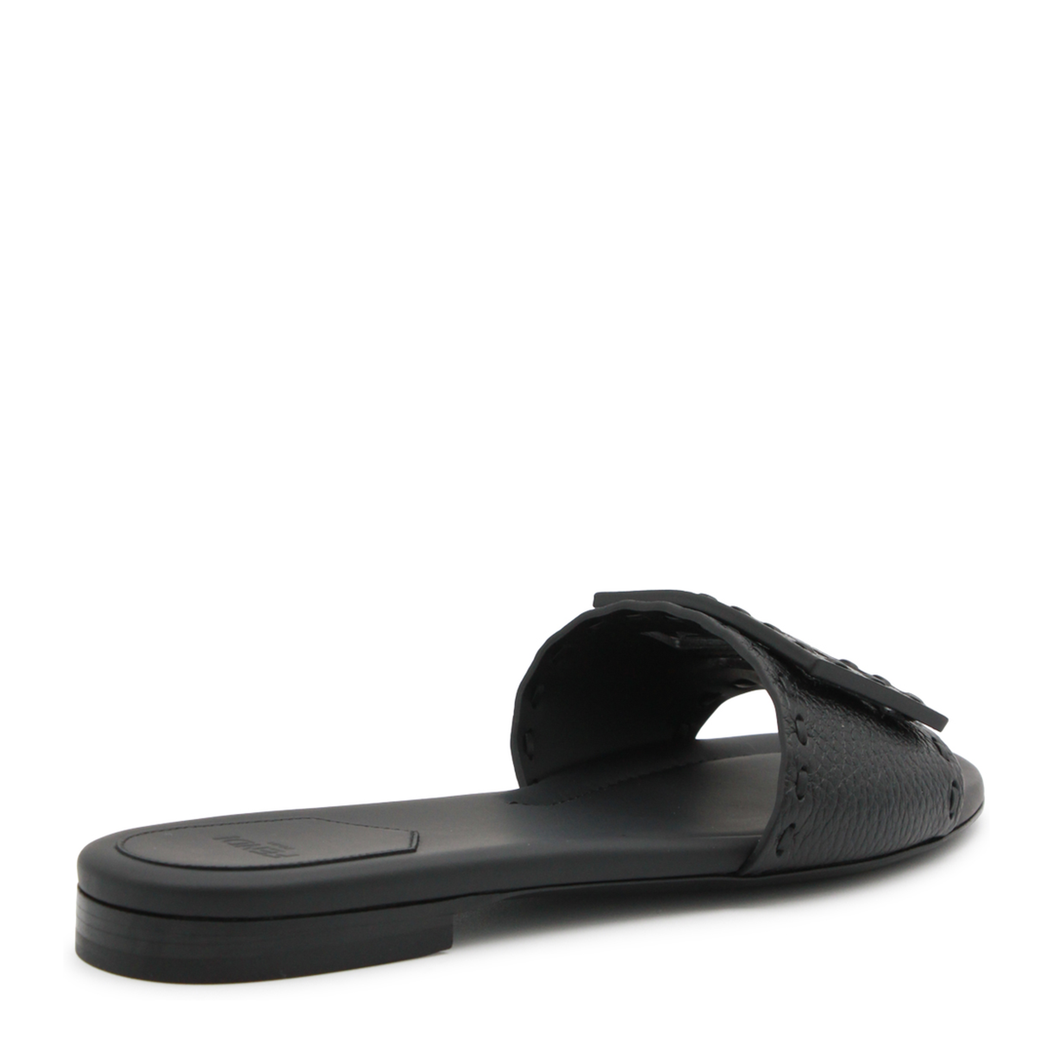 Black Leather Baguette Slides - Image 5