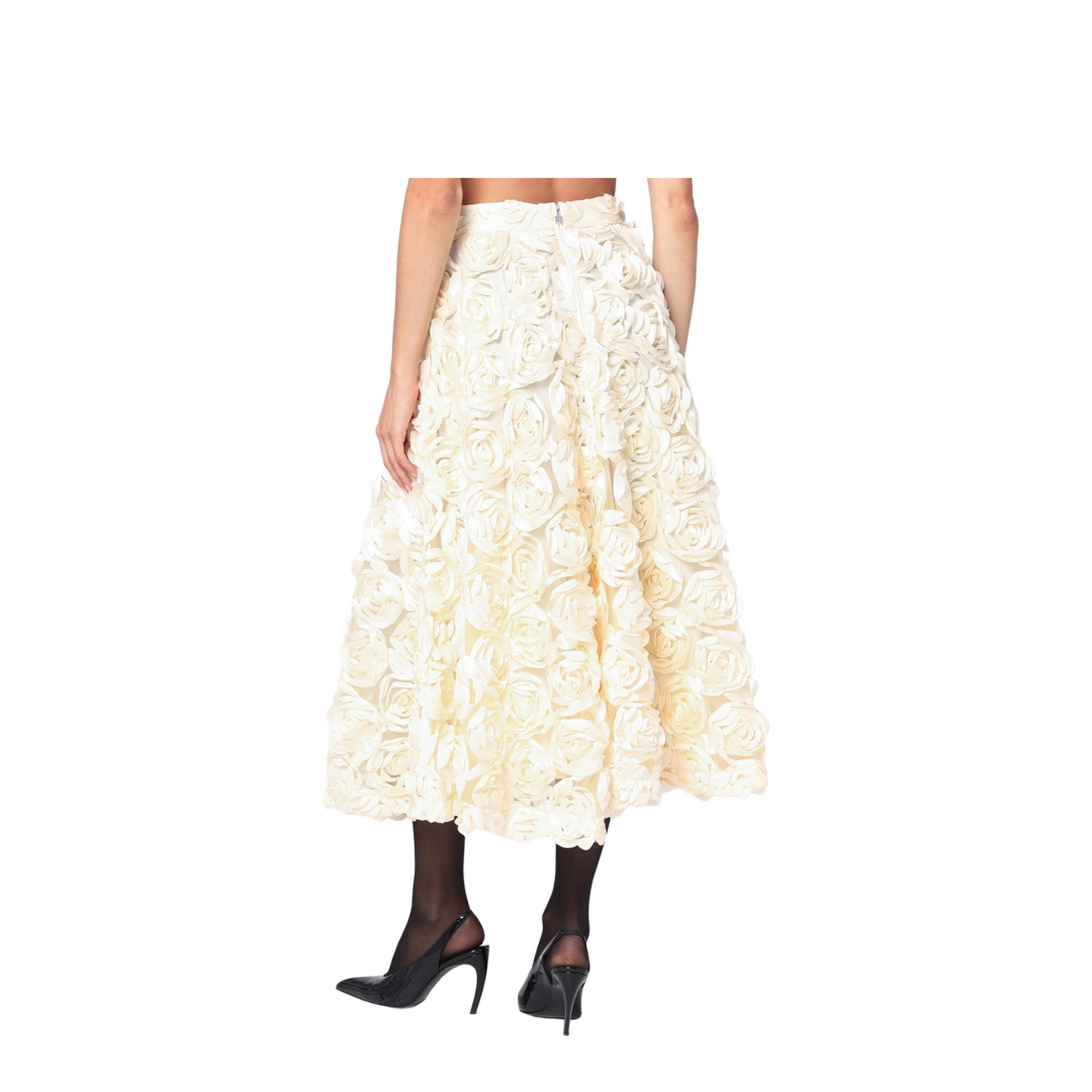 Cream Skirt with Floral Appliqués - Image 2