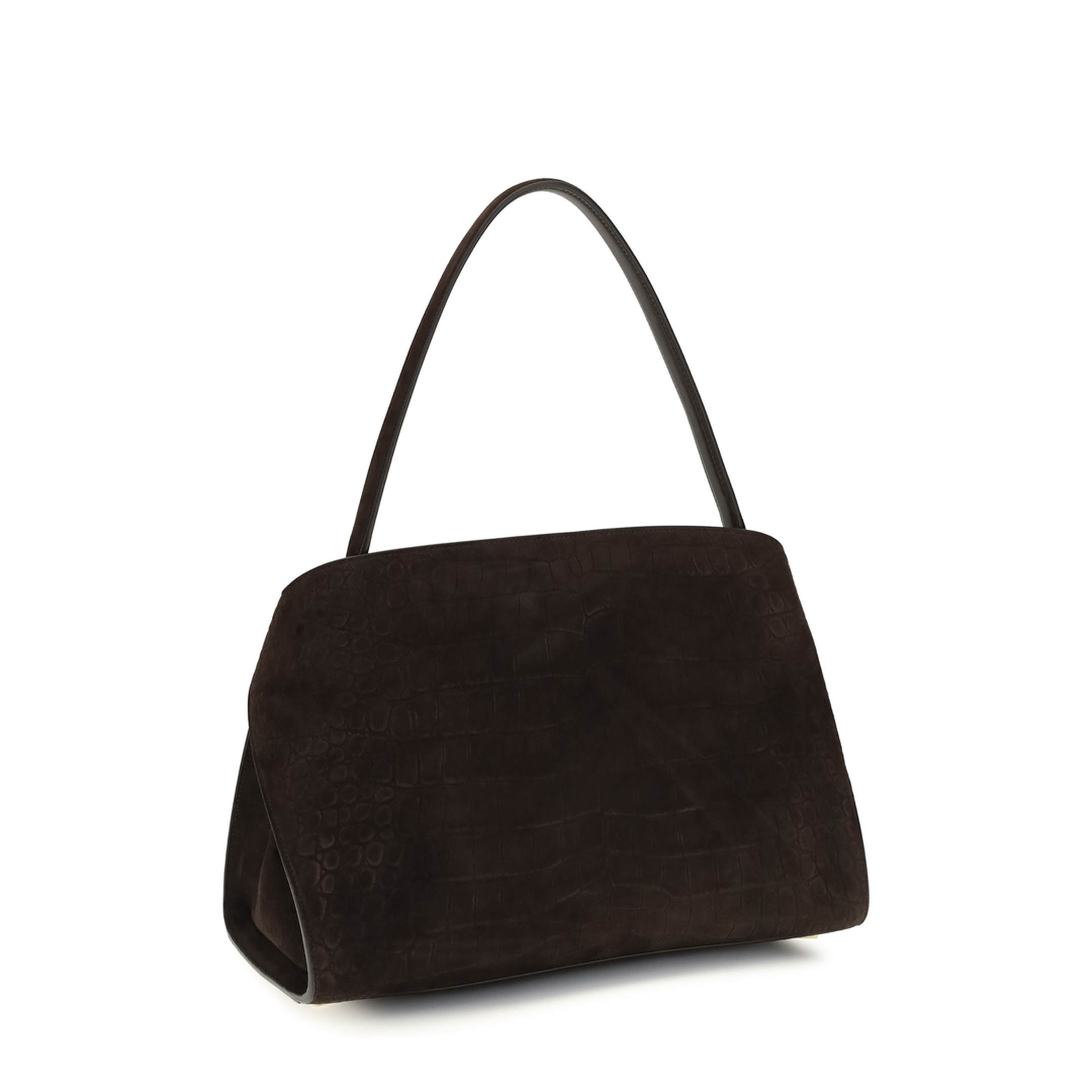 Hug Soft Medium Goat Skin & Calf Suede Shoulder Bag - Dark Brown - Image 3