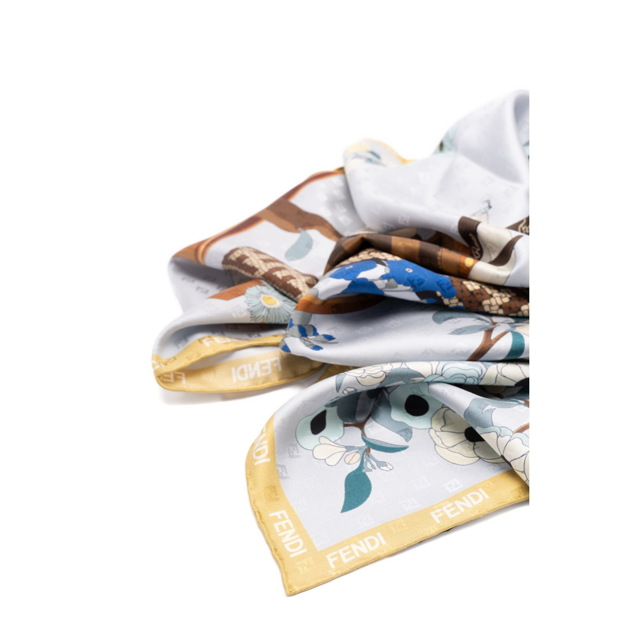 Gardening Light Blue Multicoloured Silk Foulard - Image 3