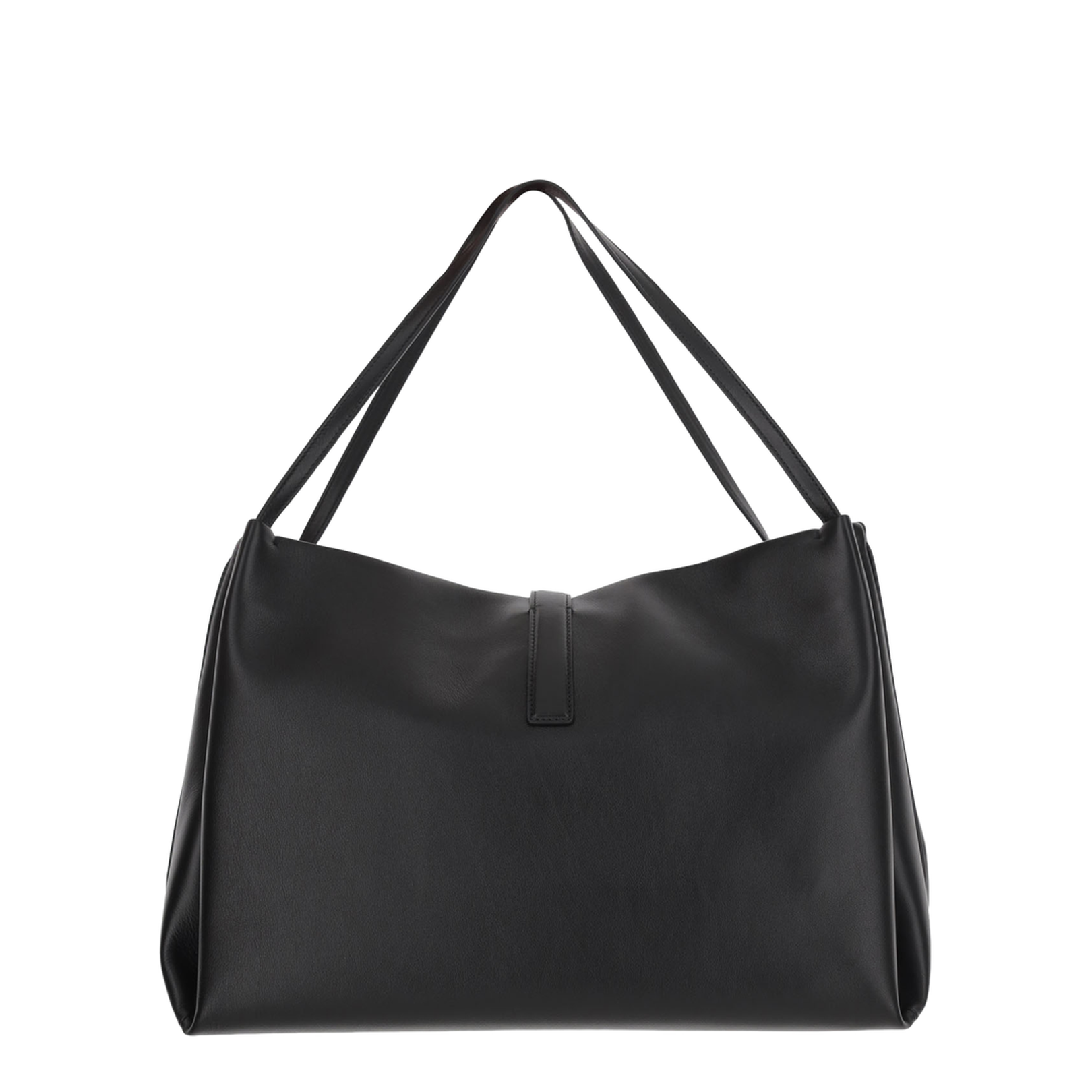 Smooth Black Leather Tote Bag - Image 3