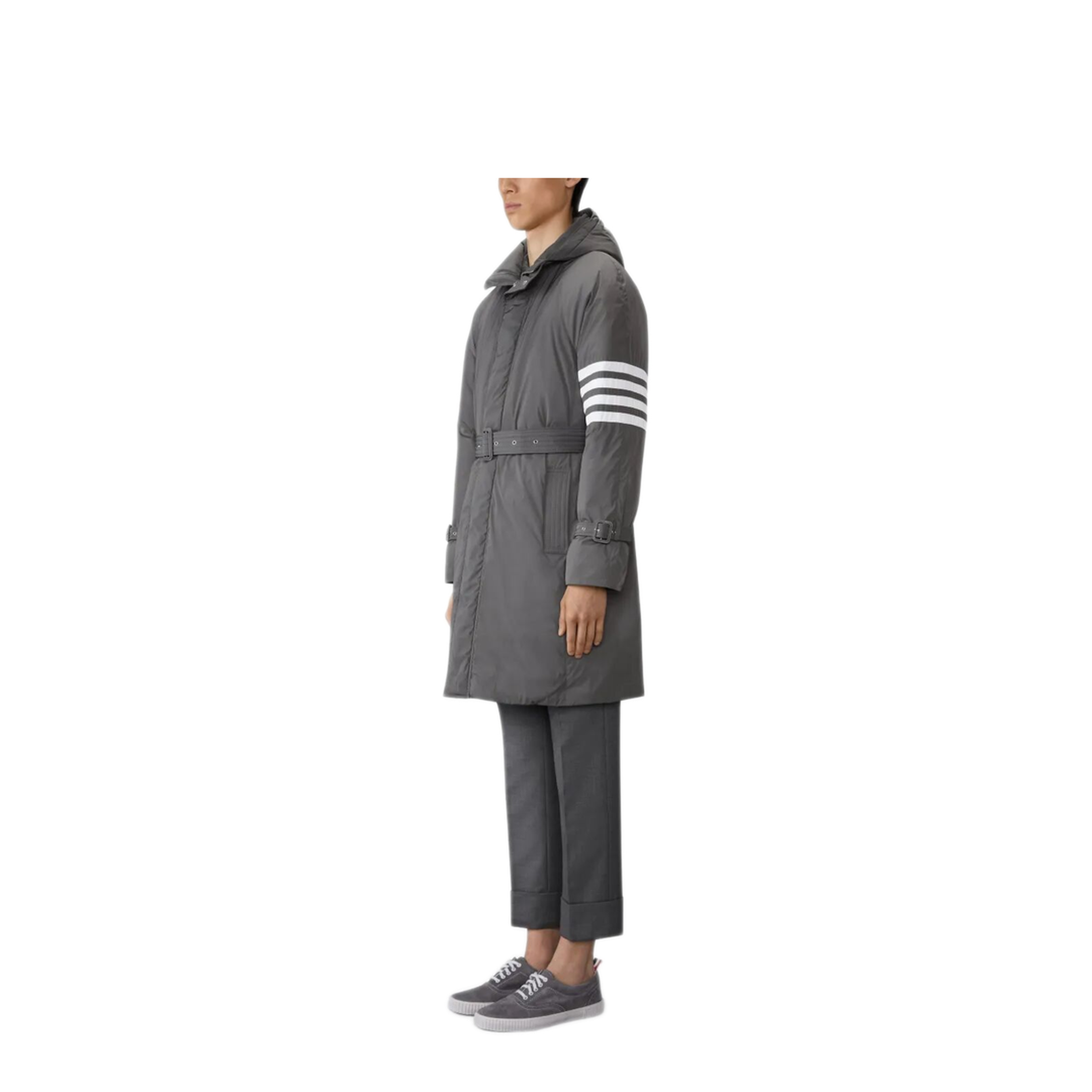 Poly Twill 4-Bar Hooded Down Parka with Belt - Image 5