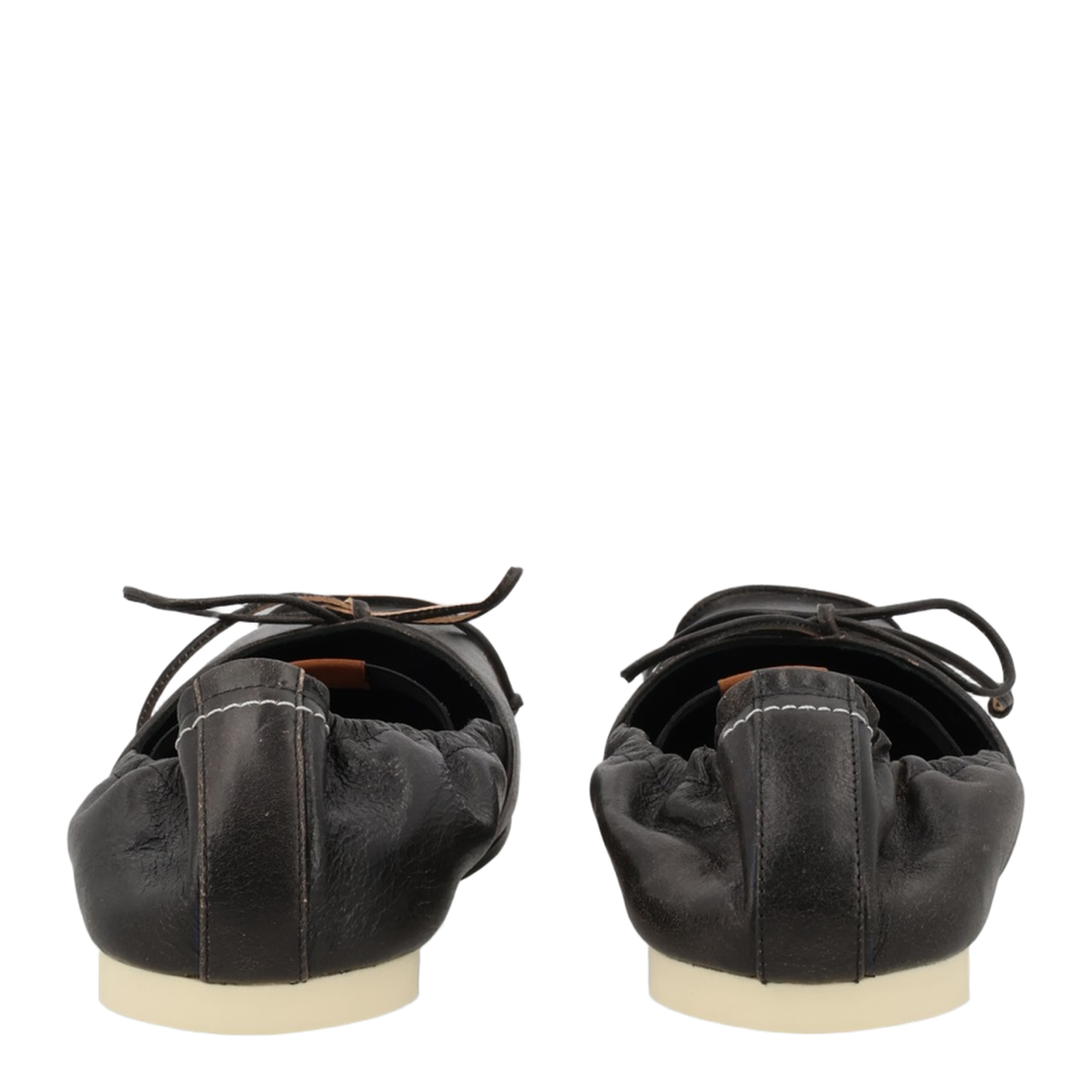 Square-toe ballerinas in brown calfskin leather - Image 2