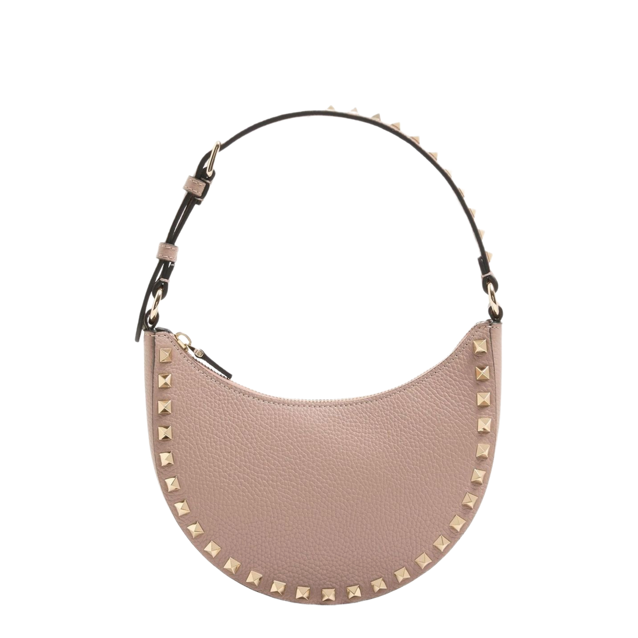 Rockstud Mini Grainy Calfskin Hobo Bag - Poudre - Image 1