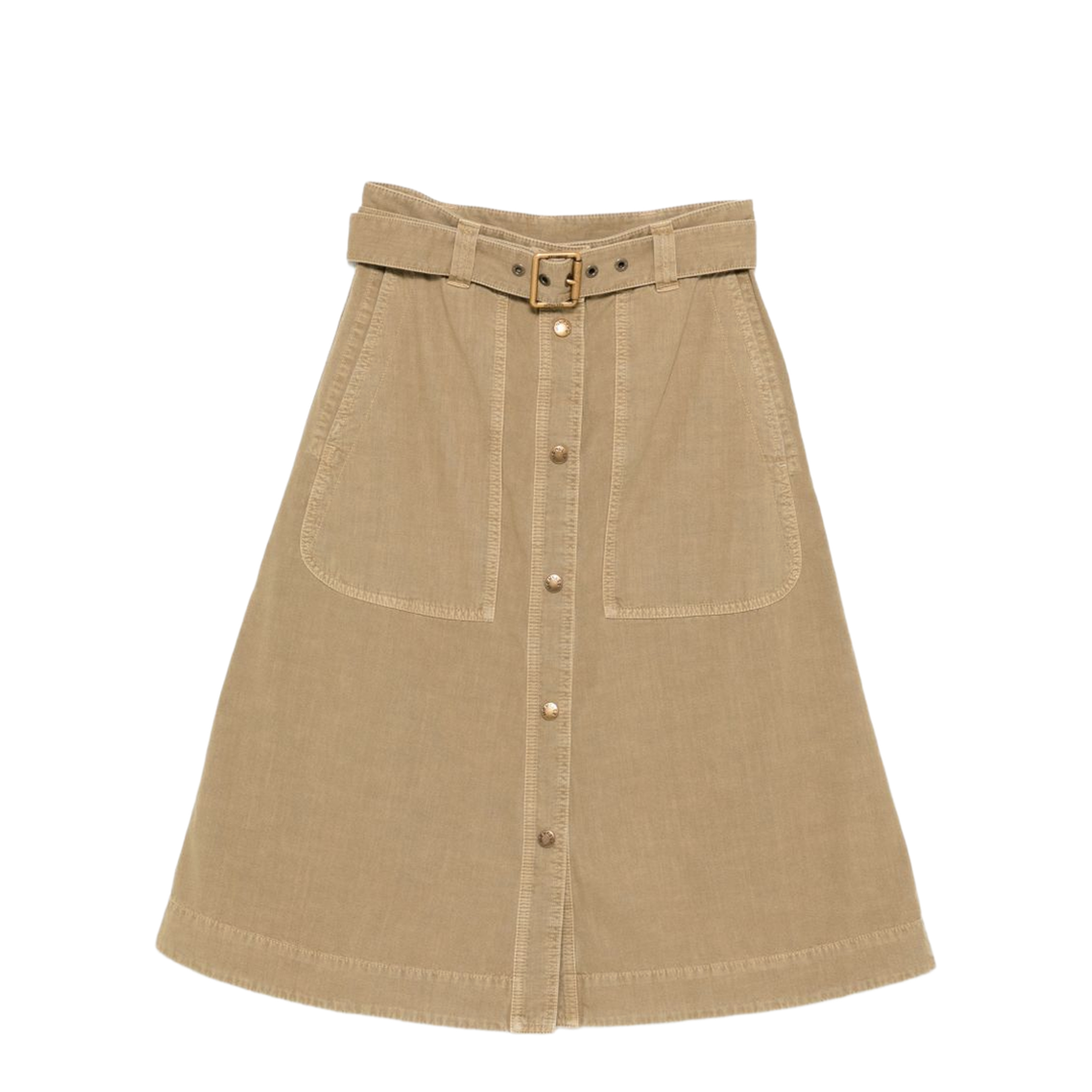 Cotton Midi Skirt With Belt - Image 1
