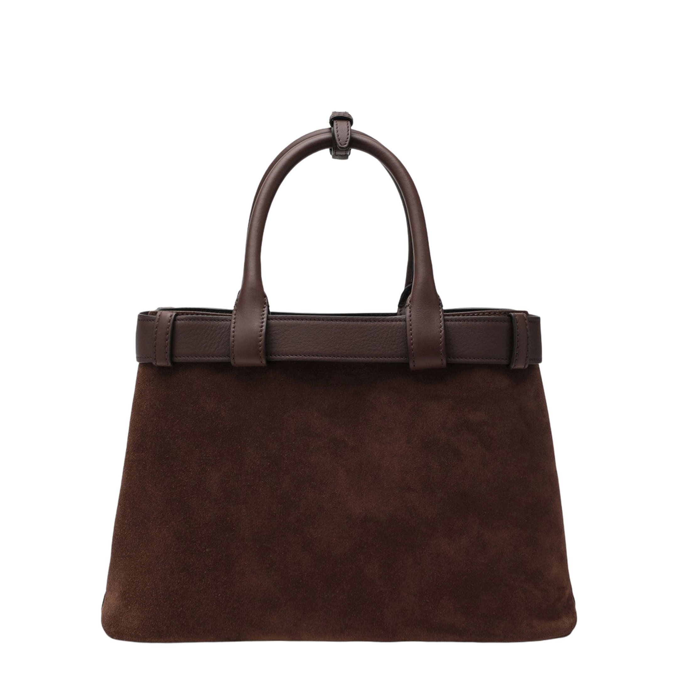 Buckle Medium Suede Shoulder Bag - Cocoa Brown - Image 2