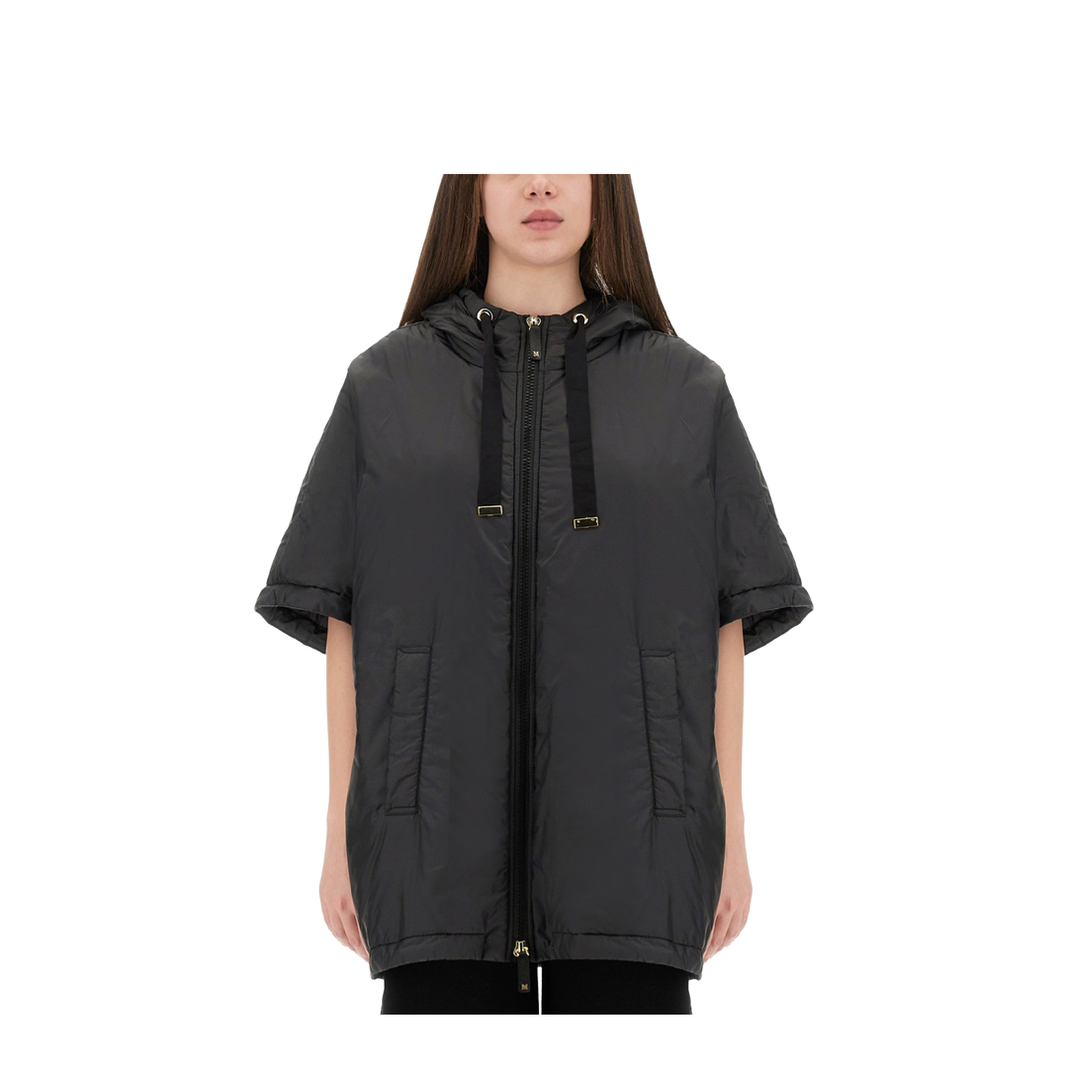 Padded Cape With Hood Coats Black - Image 1