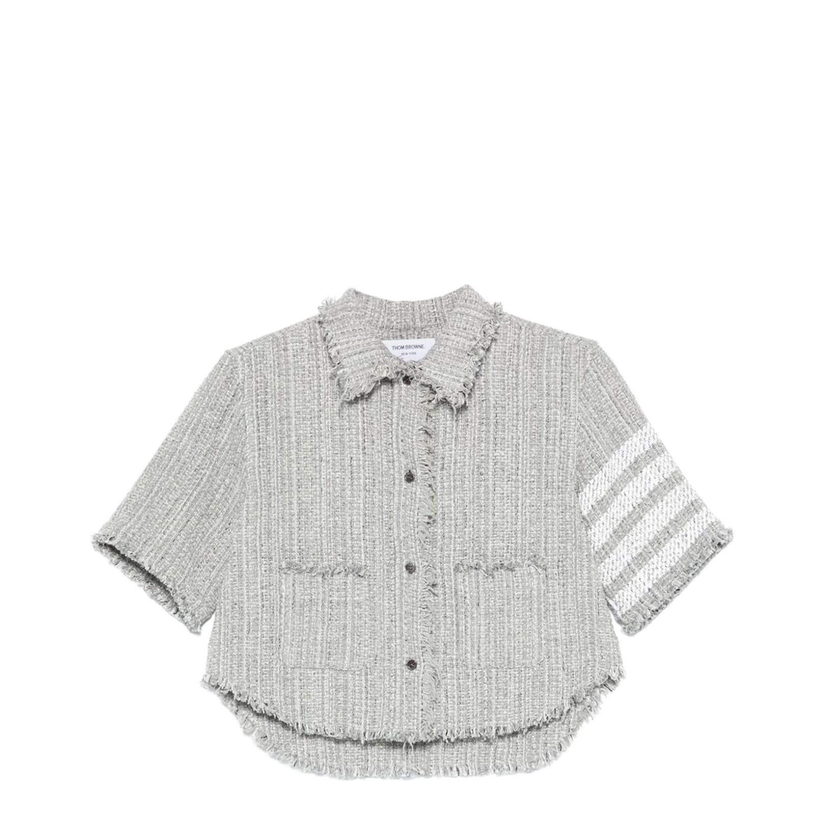 Solid Tweed 4-Bar Cropped Shirt Jacket - Image 1