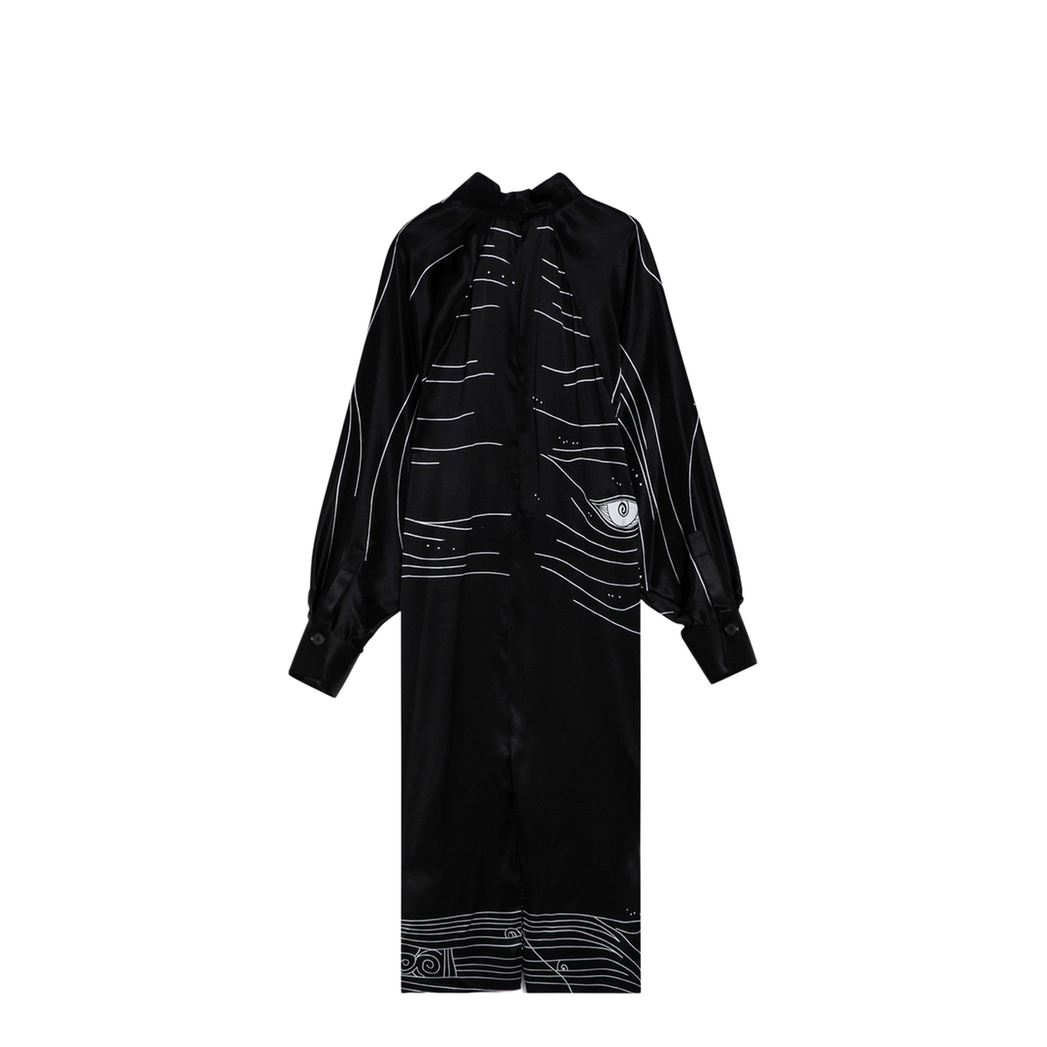 Black Silk Satin Midi Dress - Image 2