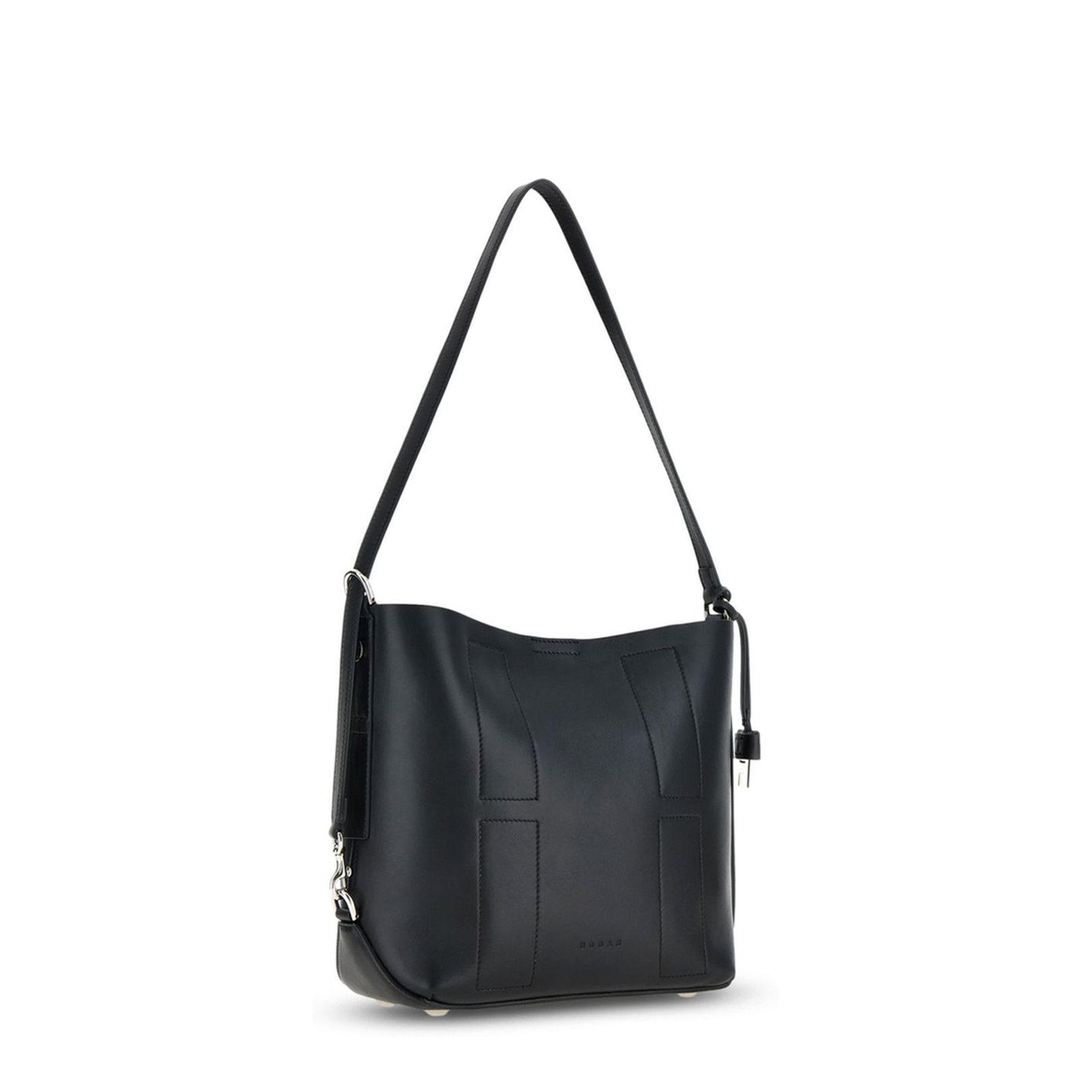 PRE Small Calfskin Hobo Bag - Black - Image 6