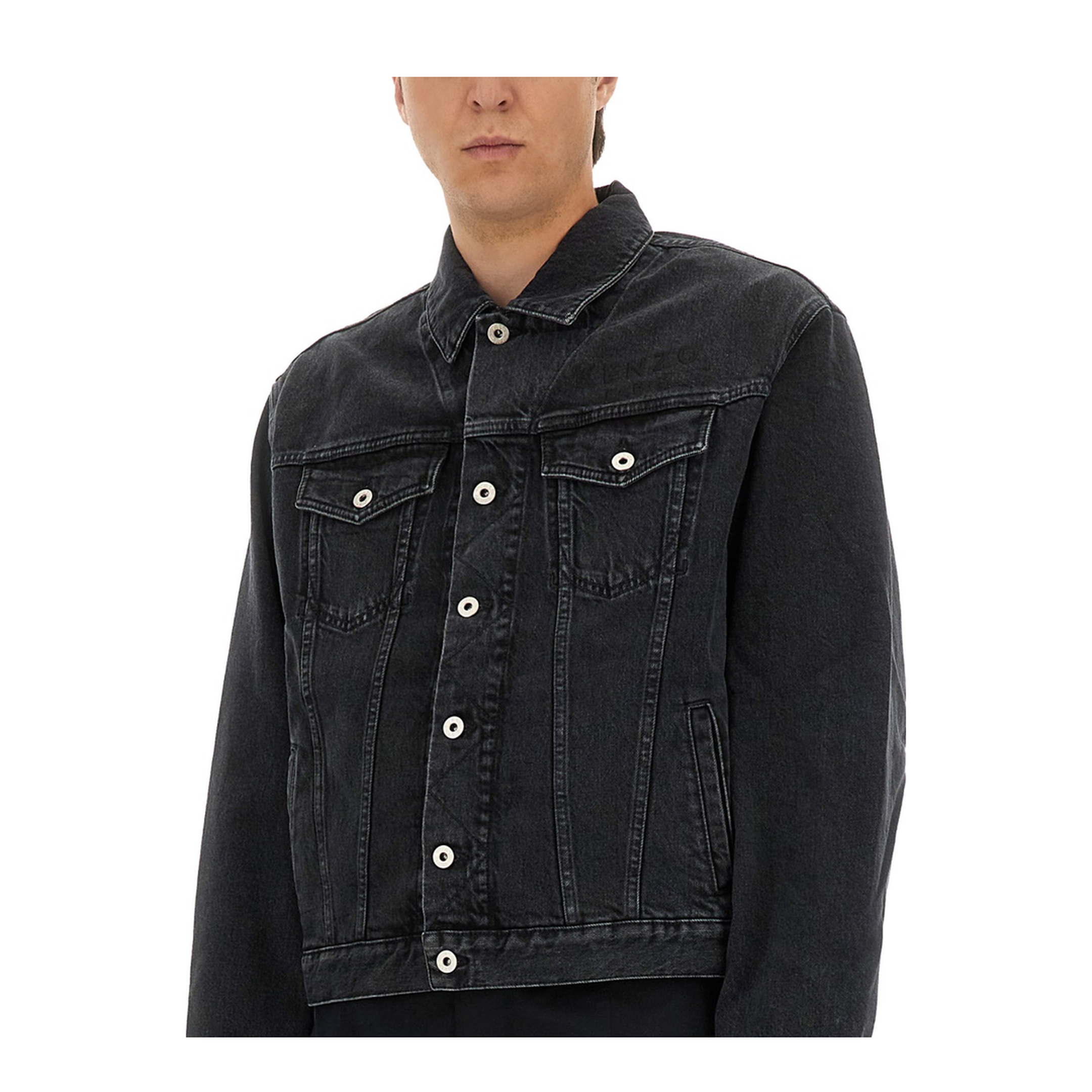 Trucker Jacket with Boke Flower Embroidery - Image 4