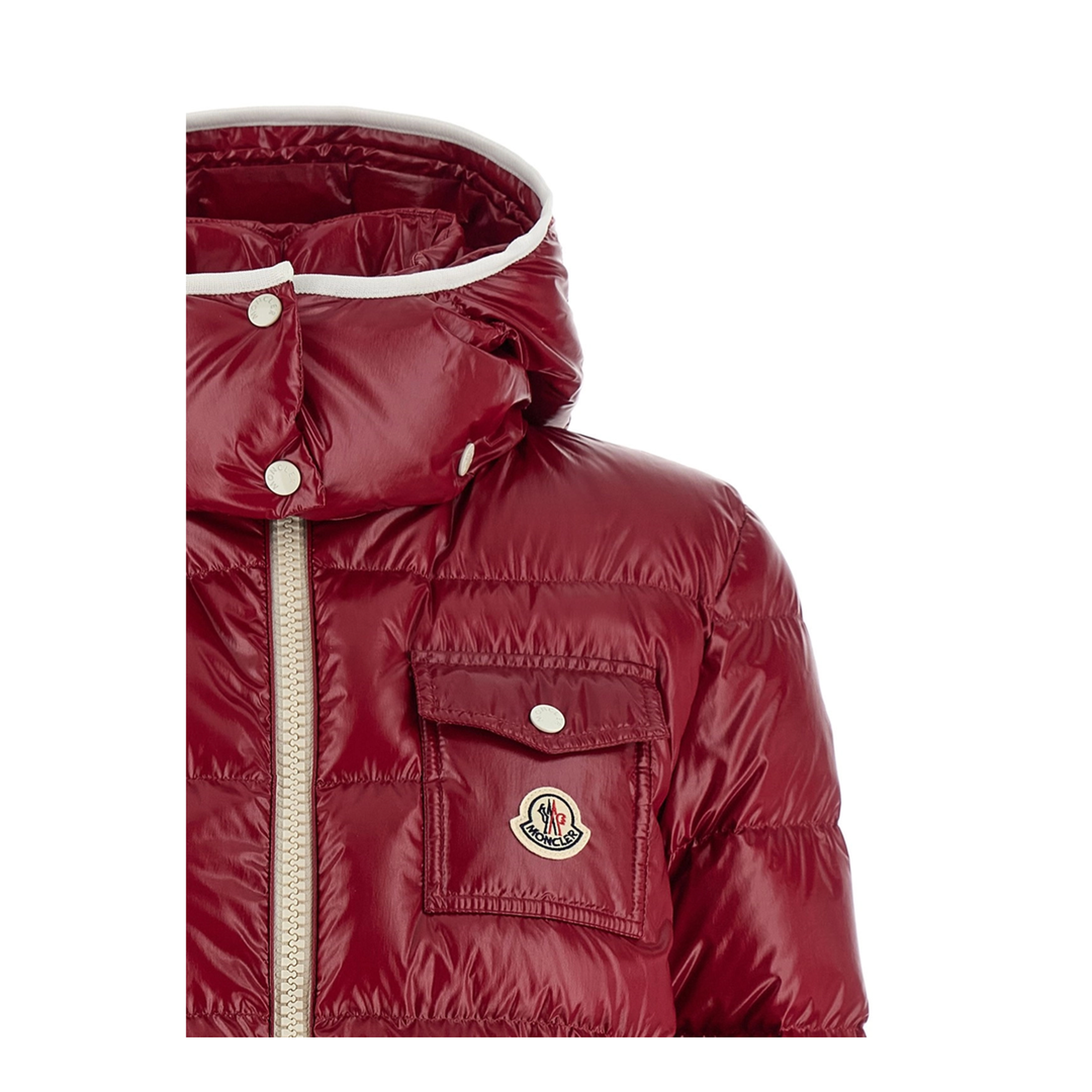 Cherry Pink Andro Hooded Short Down Jacket - Image 3