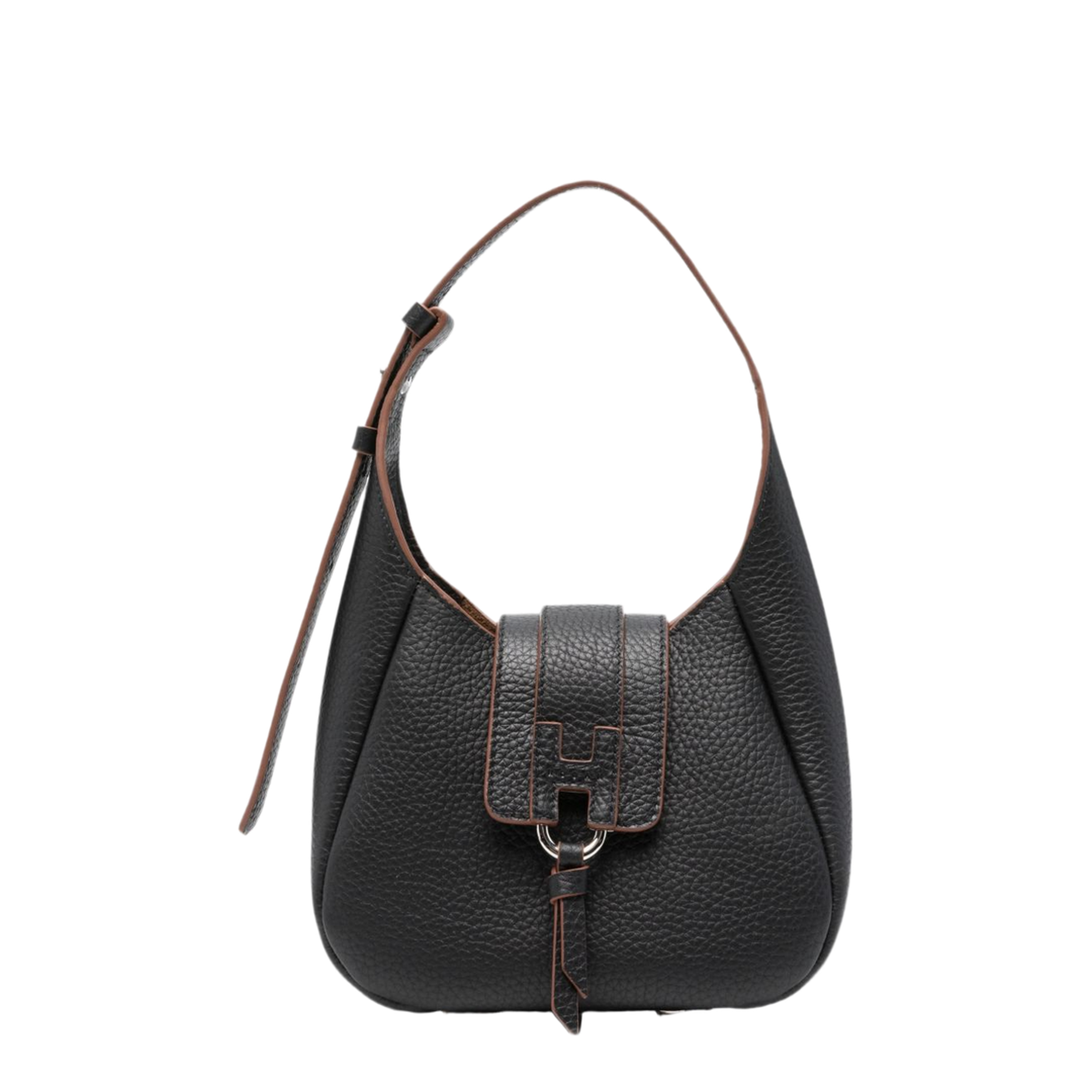 Trend Mini Calf Leather Hobo Bag - Black - Image 1