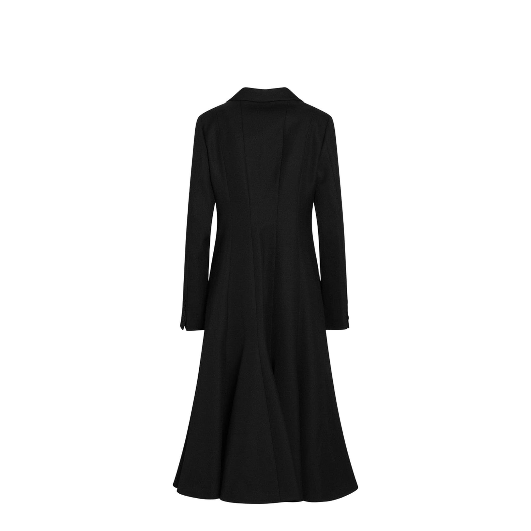 Black Grain De Poudre Wool Coat - Image 2