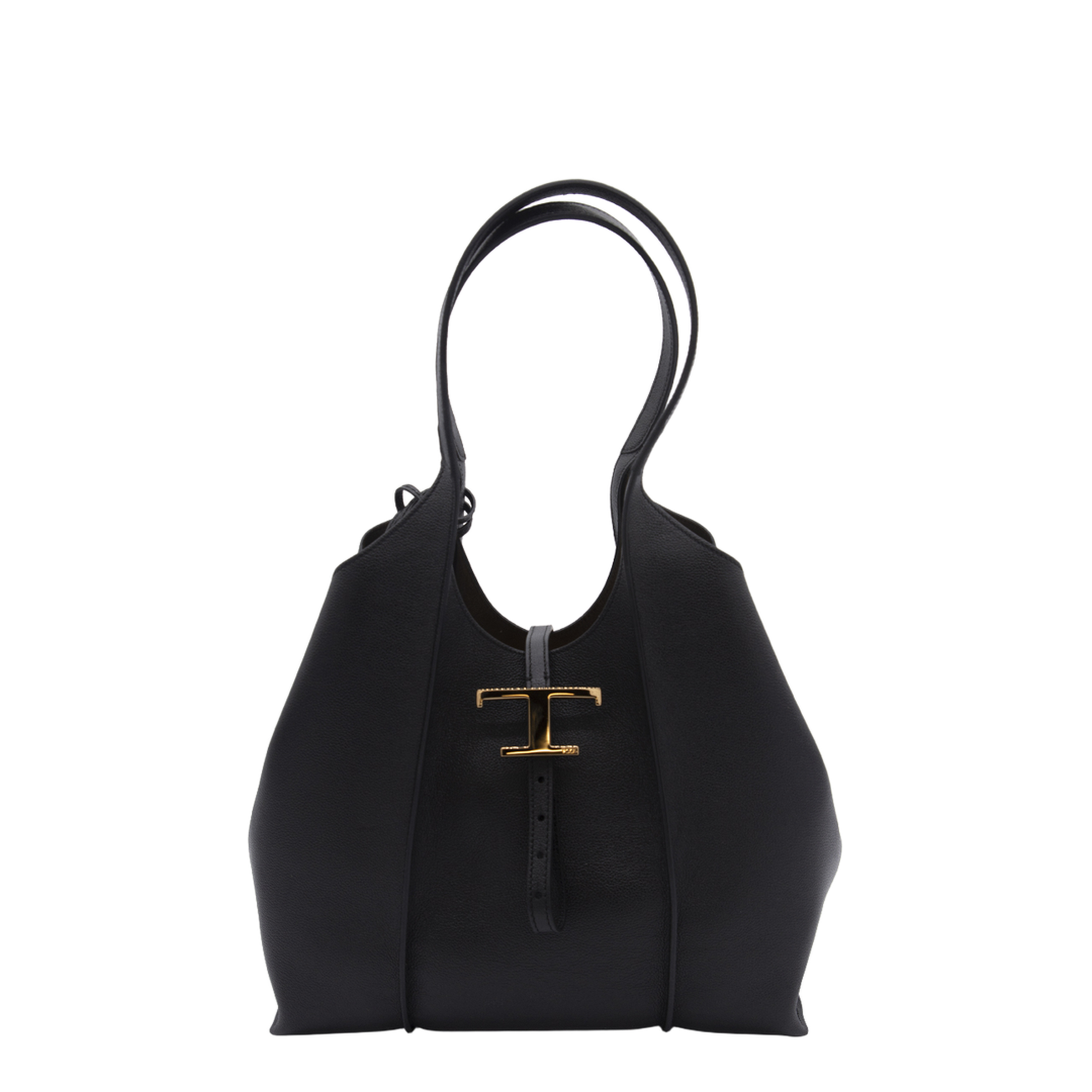 T Timeless Small Calf Leather Shopping Bag - Black - Image 1