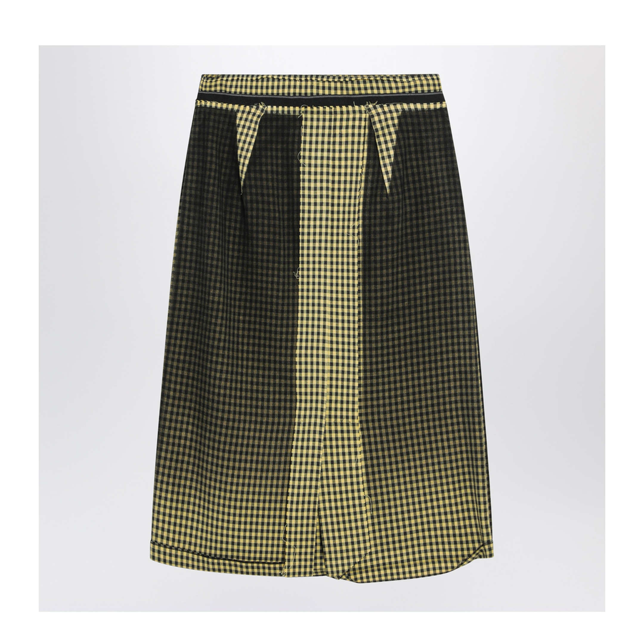 Virgin Wool Midi Skirt with Faded Check Pattern - Image 2