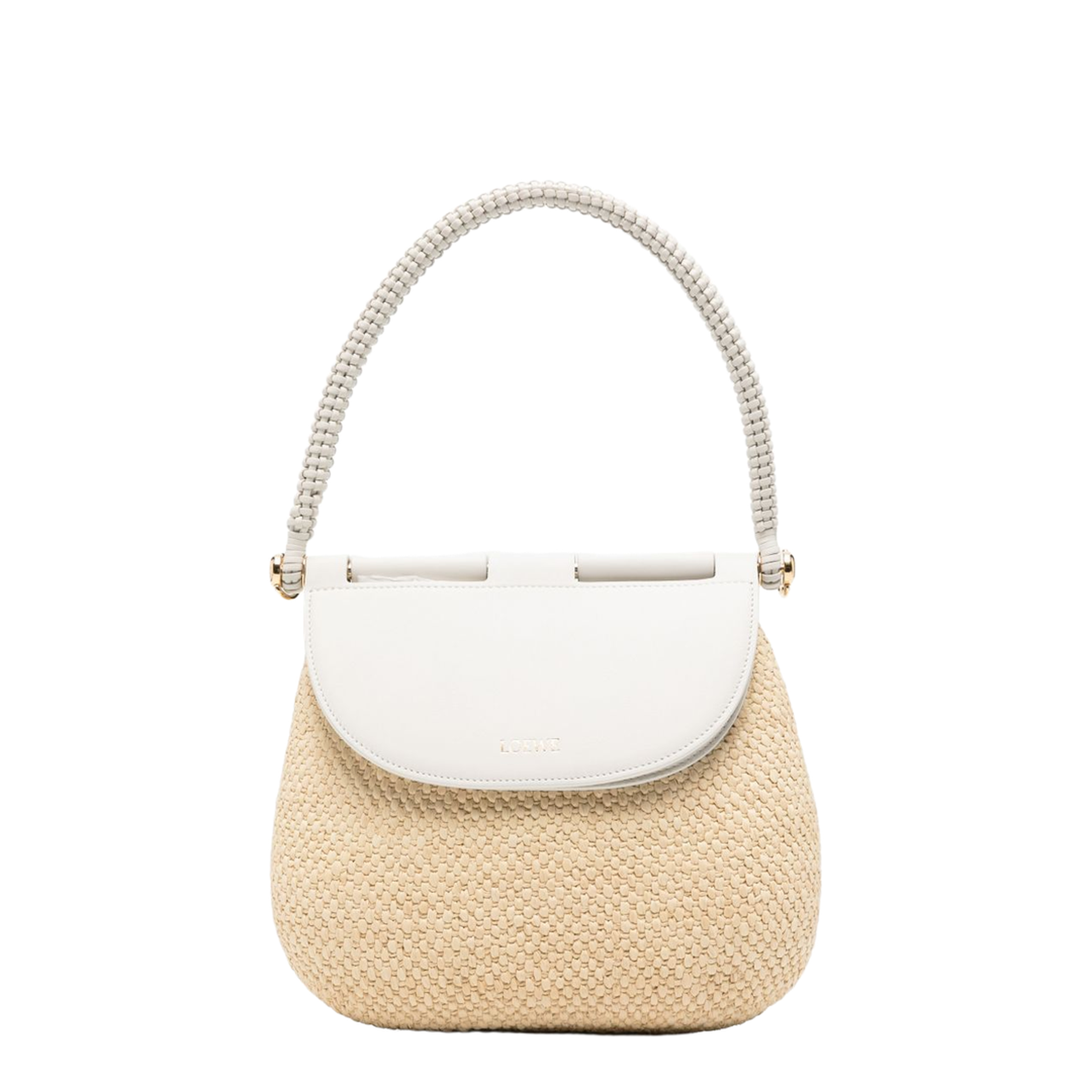 Pescador Medium Raffia/Calfskin Bag - Natural/White - Image 1