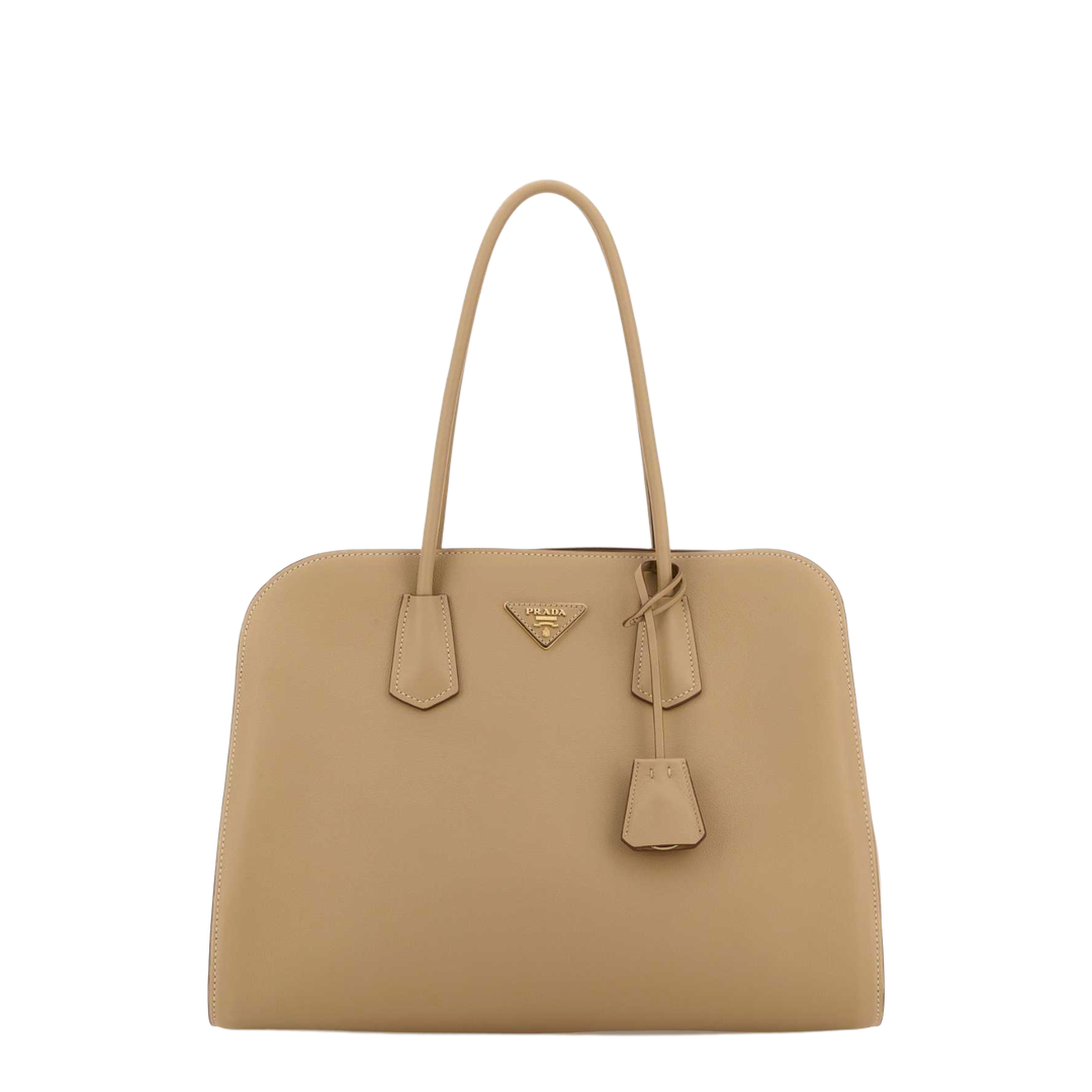 Beige Leather Shopping Bag - Image 1