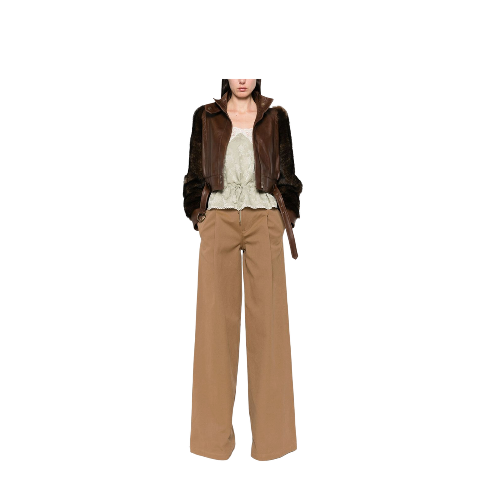 High-rise wide-leg pants in cotton canvas - Image 3