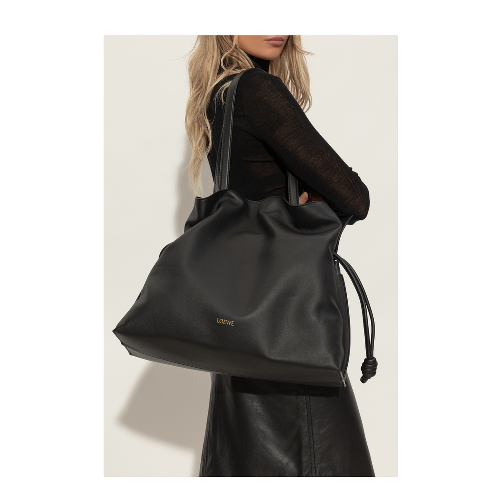 Flamenco XL Leather Shoulder Bags - Black - Image 2