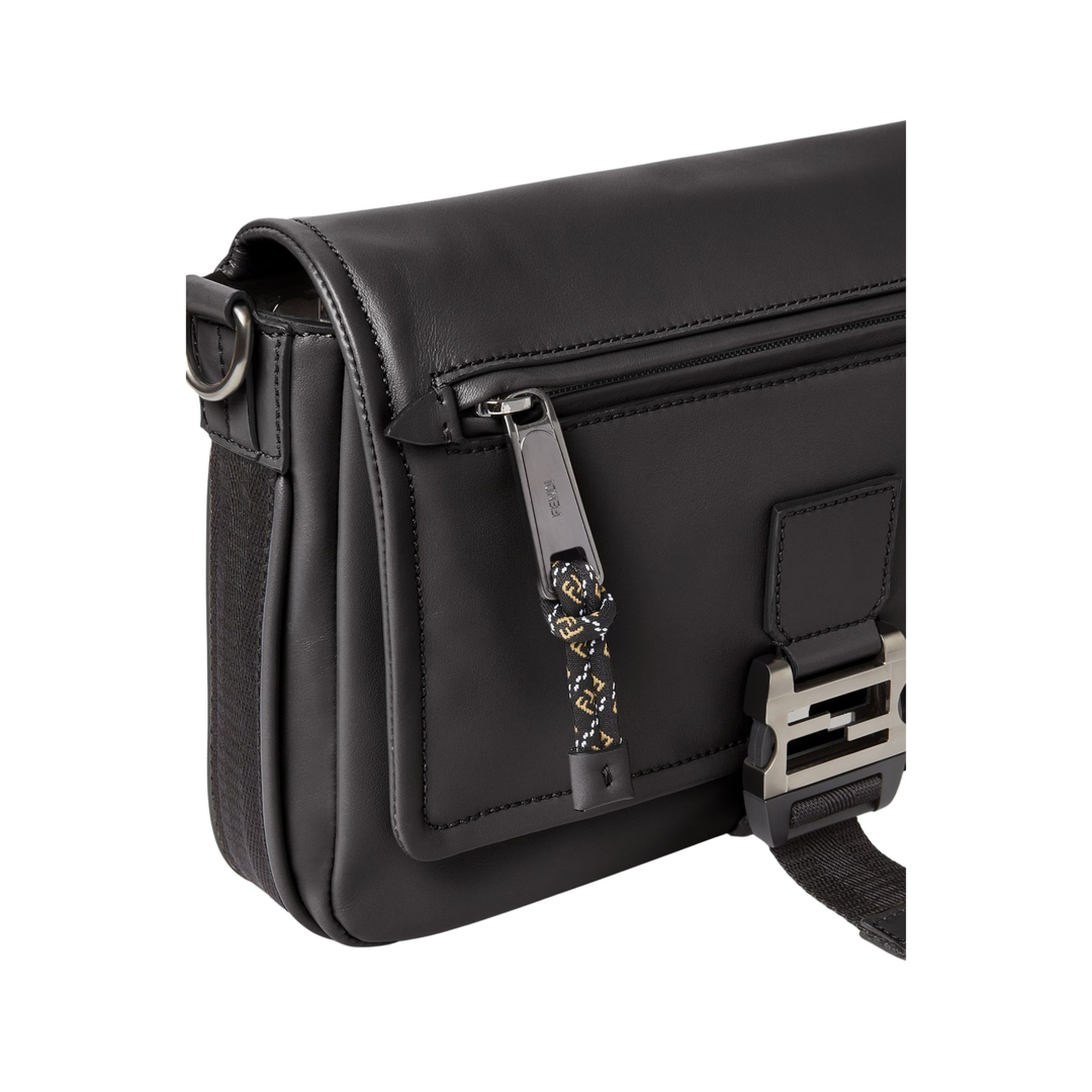 Flux Messenger Leather Crossbody Bag - Black - Image 4