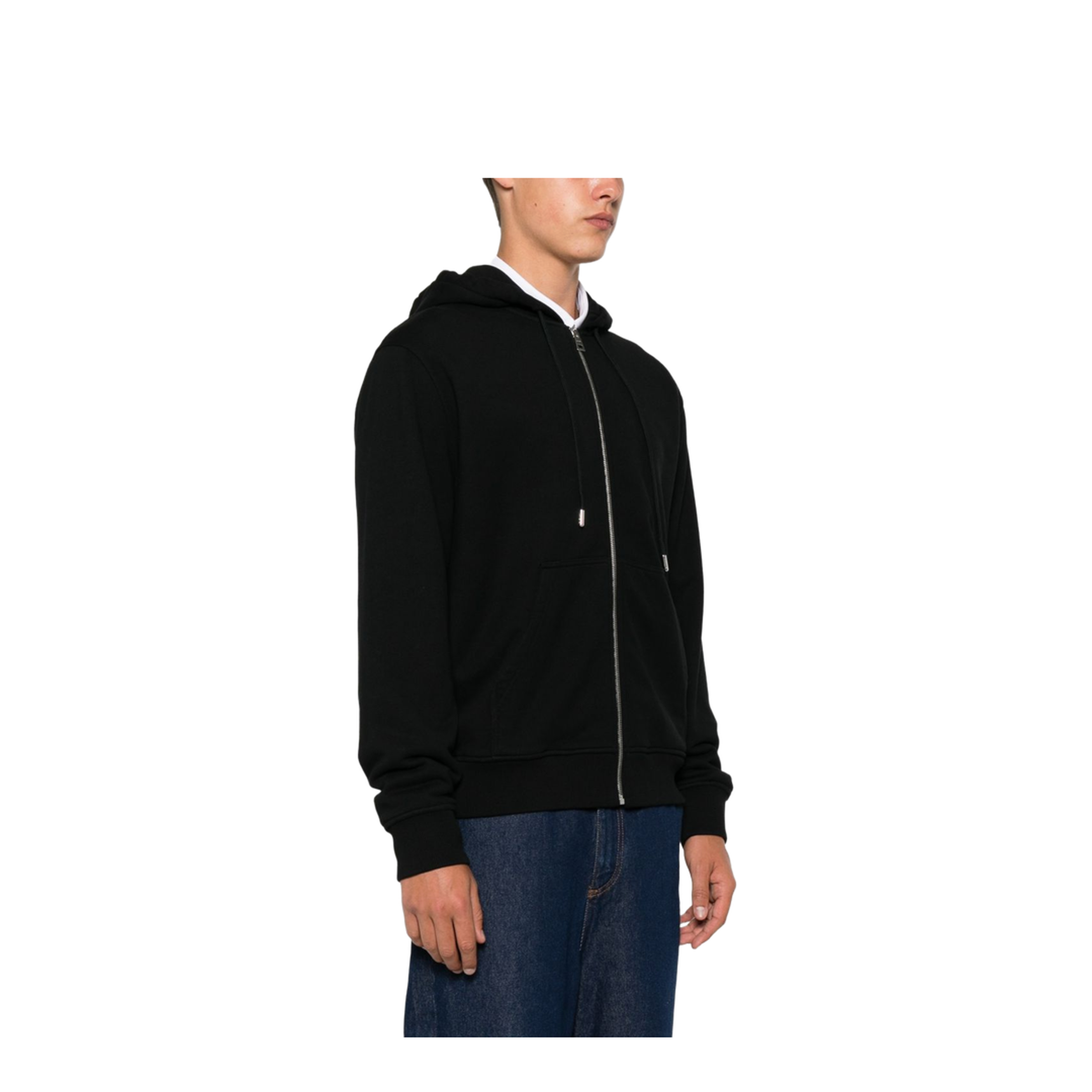 Hooded Cotton Sweatshirt in Black - Image 2