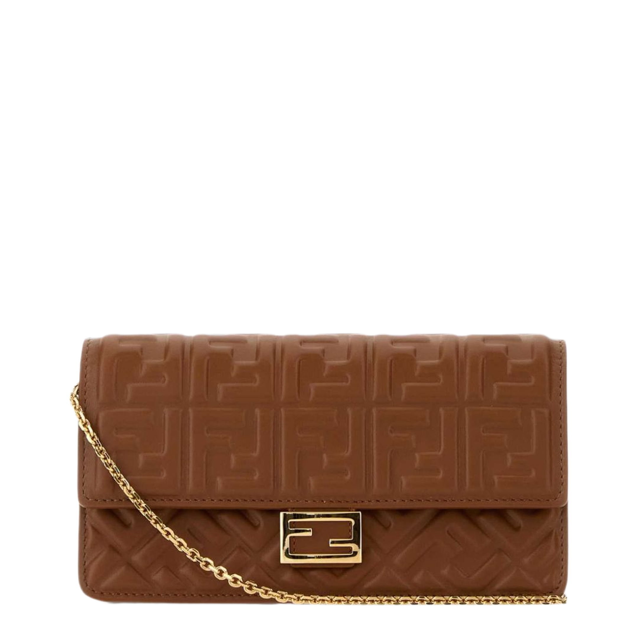 Baguette Nappa Leather Wallet On Chain - Sellier Brown - Image 1