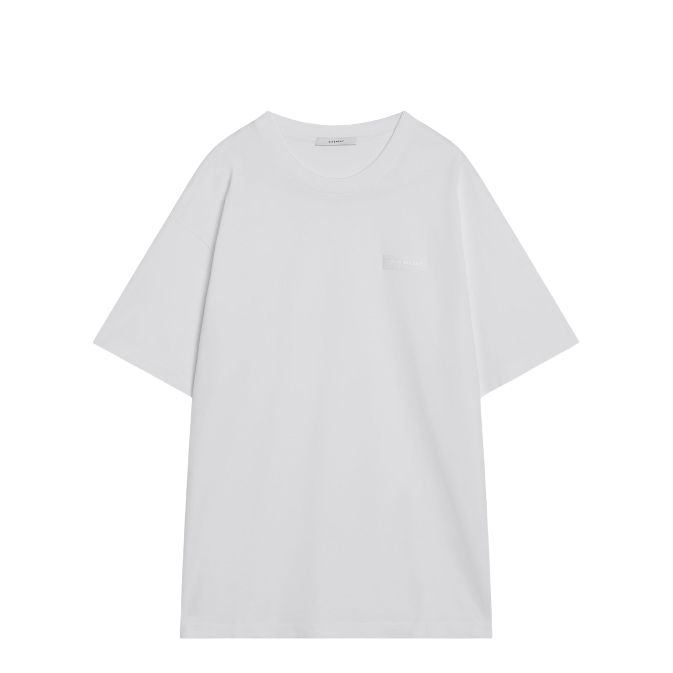 White Cotton T-Shirt with Logo Patch - Image 1