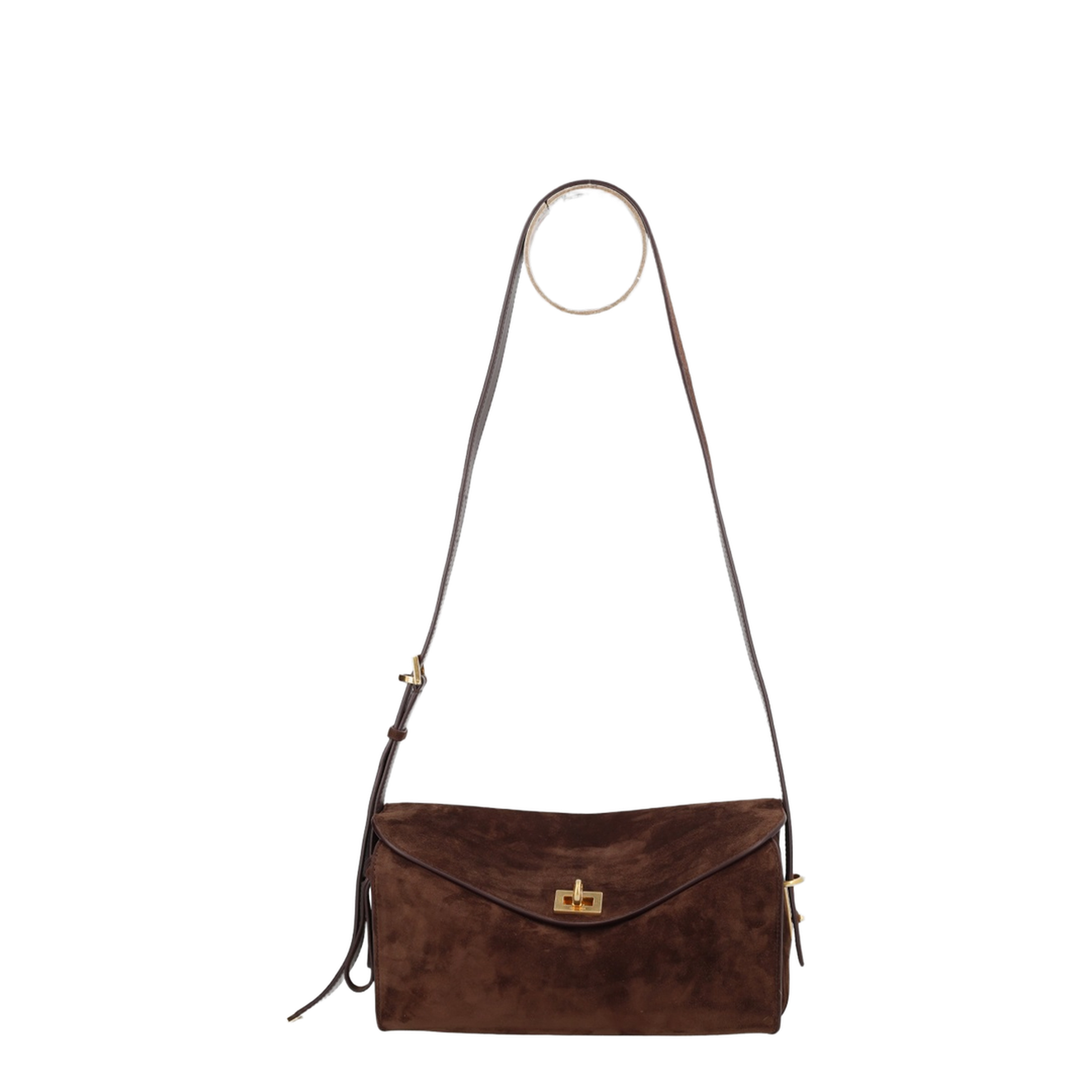 Le 7 Medium Suede Calfskin Shoulder Bag - Moka/Ruby - Image 1