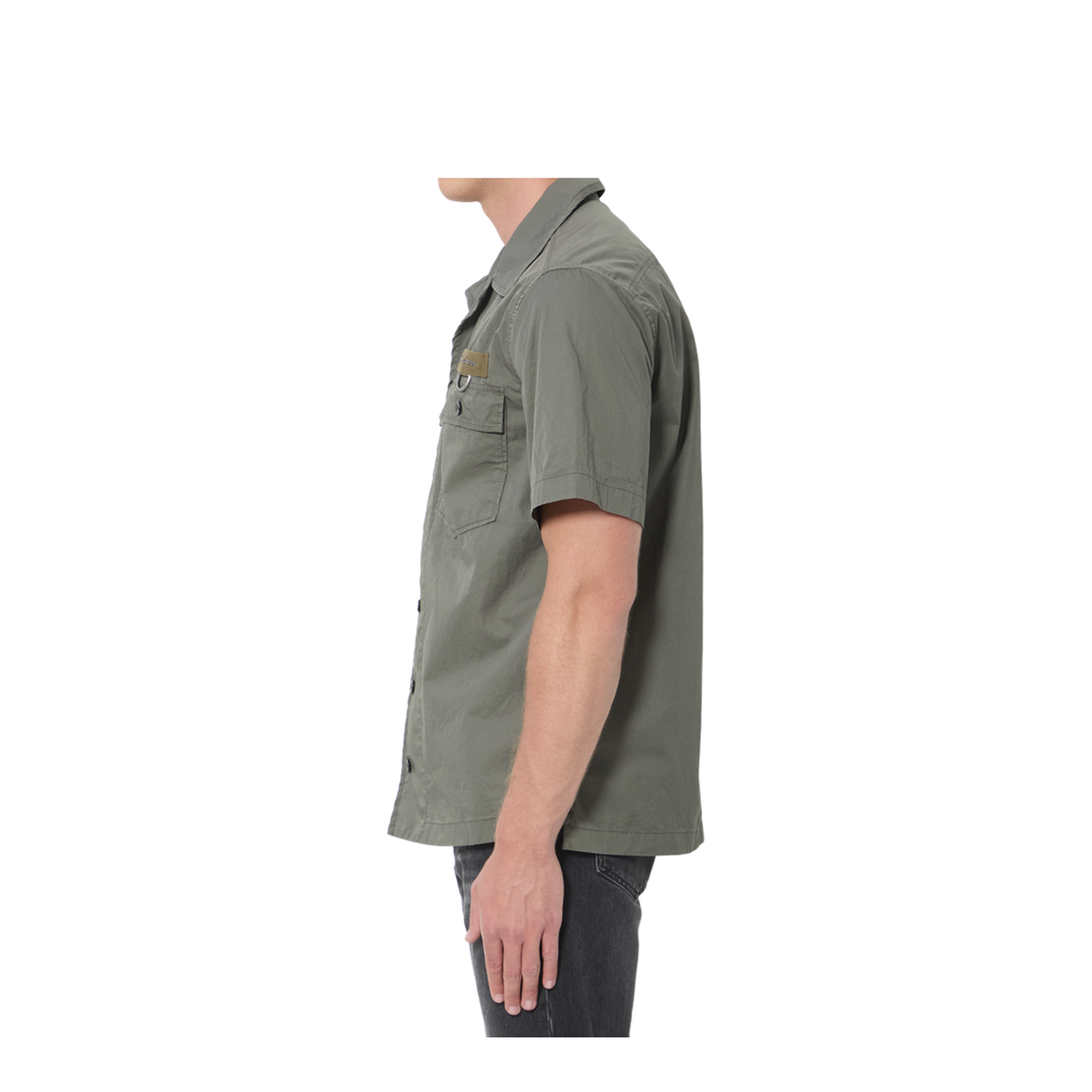 Military Green Cotton Shirt - Image 3