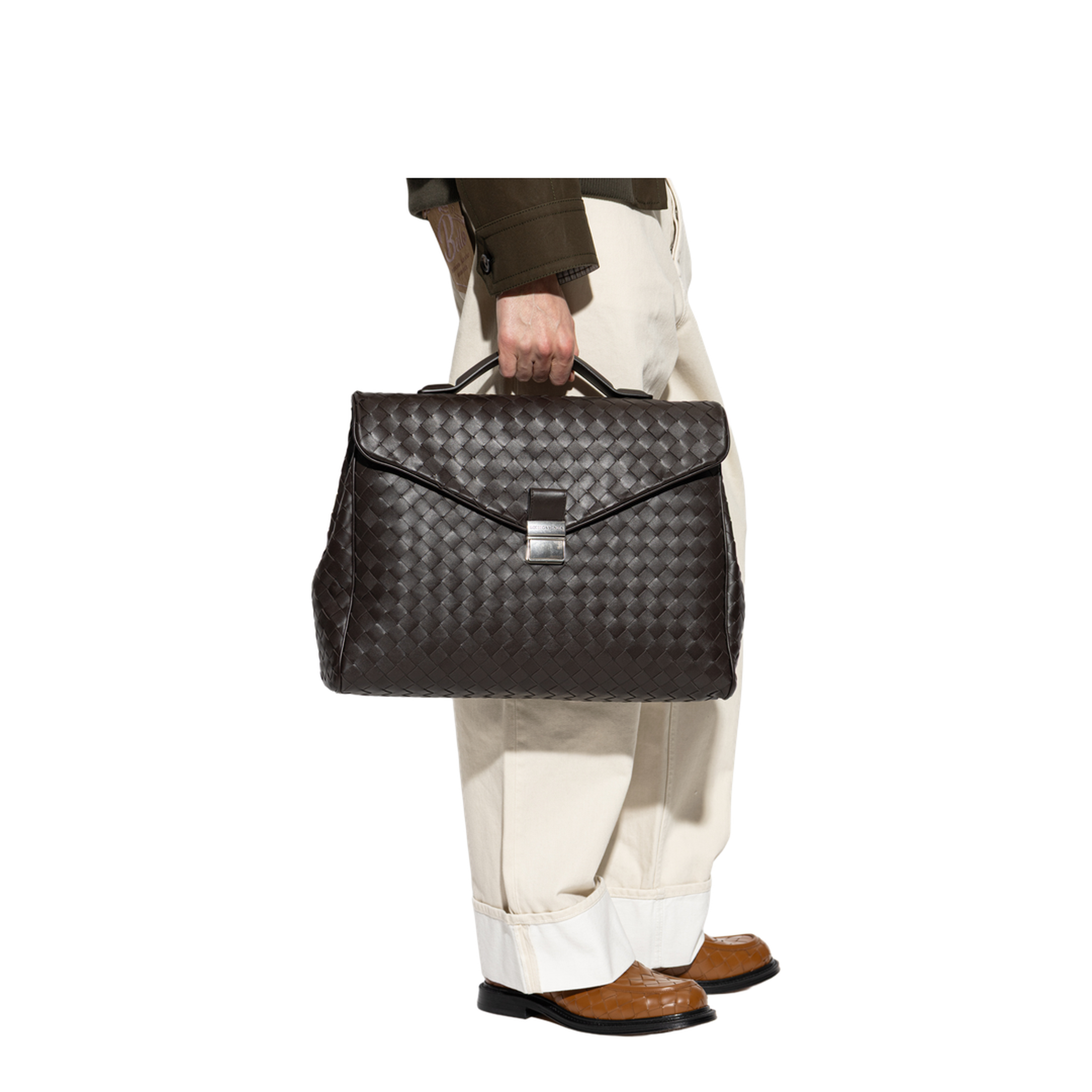 Archivist Briefcase Intrecciato Calfskin - Fondant - Image 4