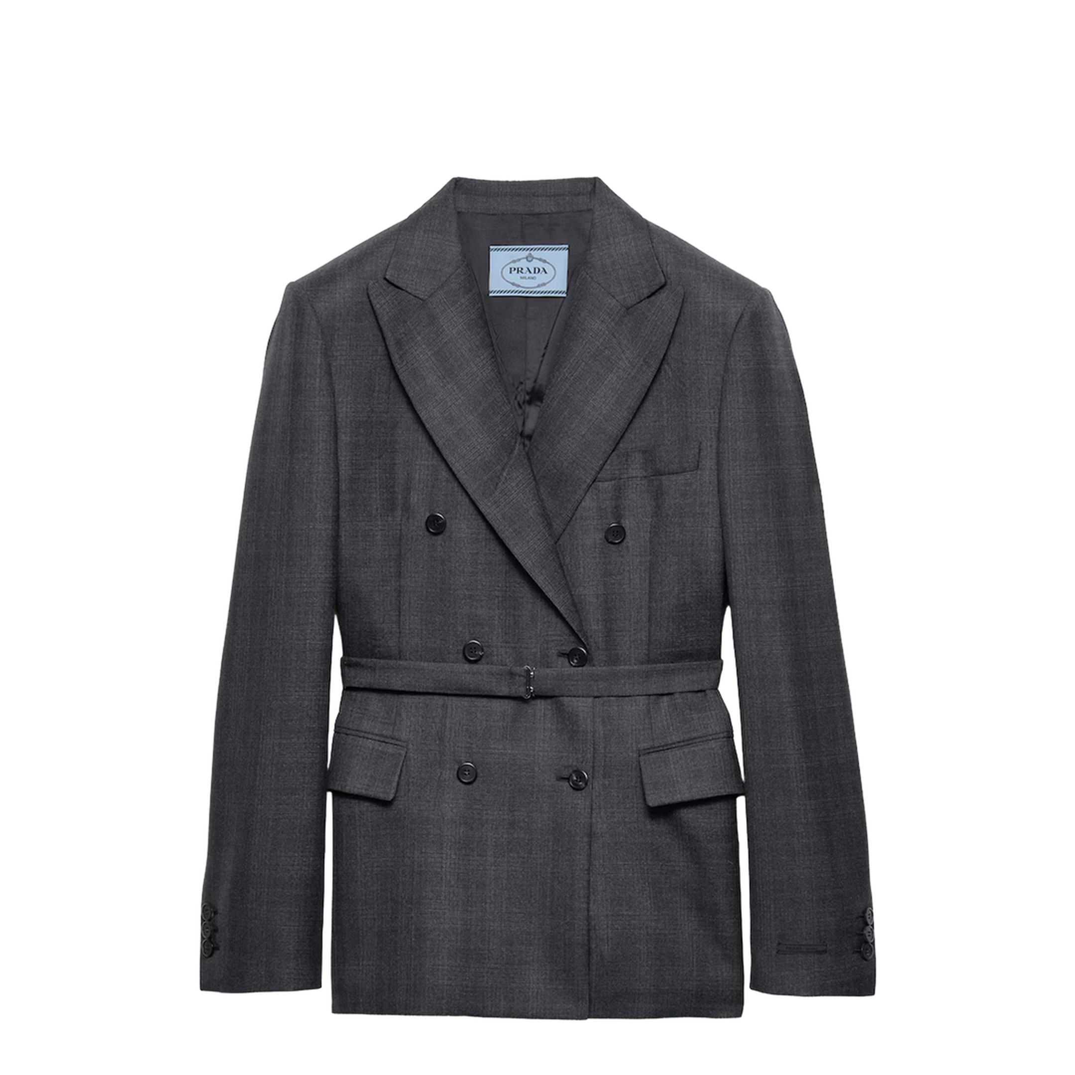 Double-breasted wool jacket with check pattern - Image 1