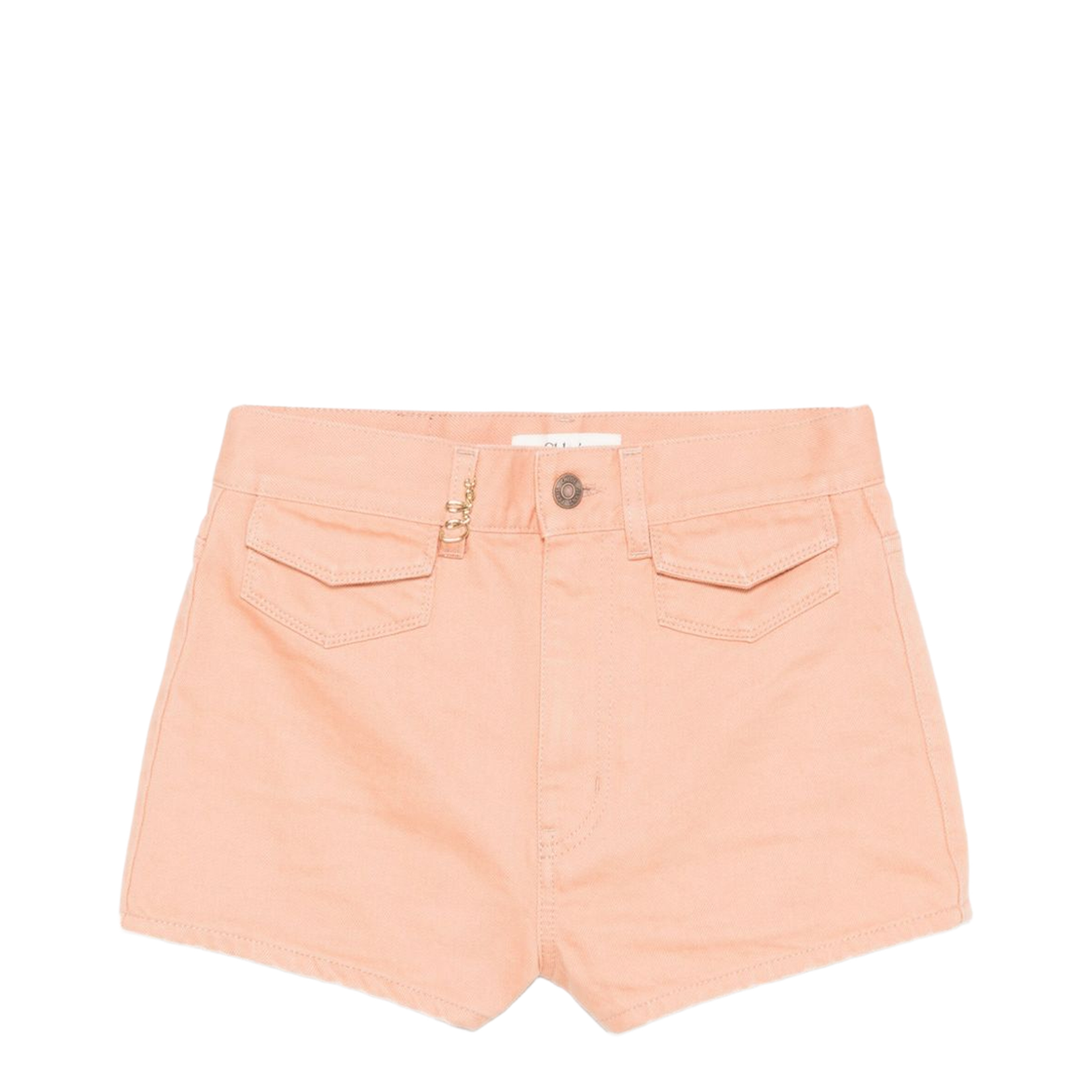 Peach Orange Button Fly Fastening Denim Pants - Image 1