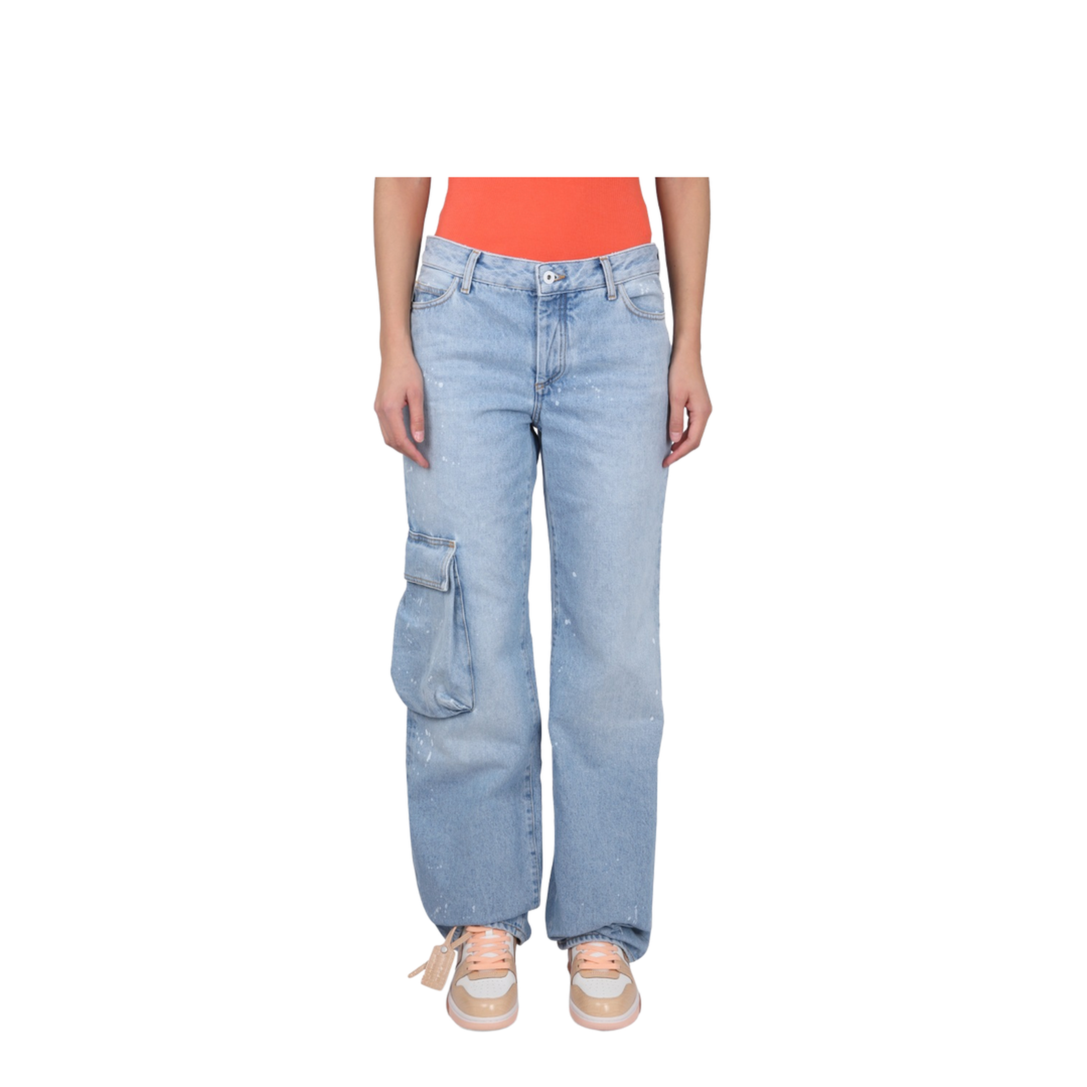 Light Blue Cotton Cargo Jeans - Image 1