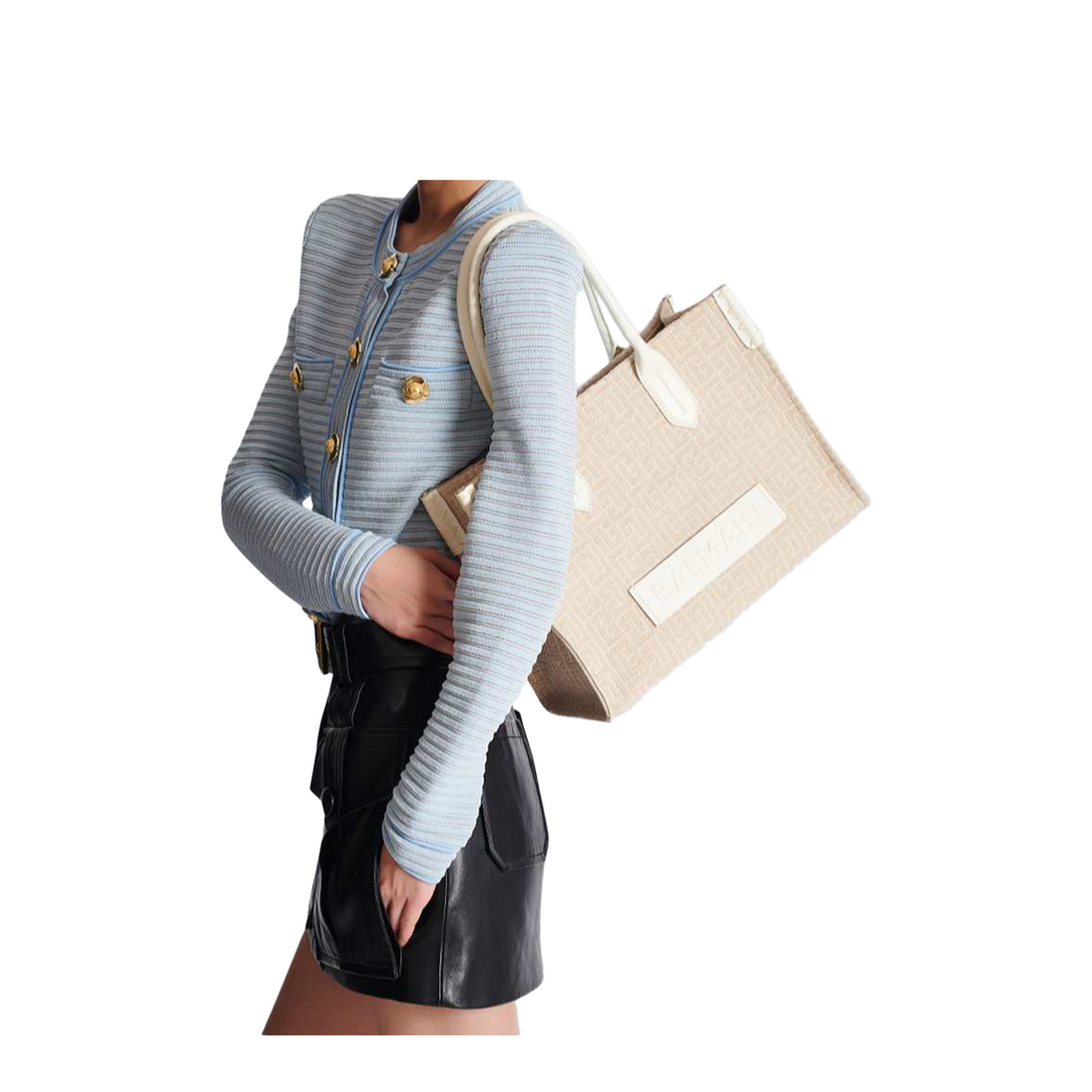 B-Army 36 Monogrammed Canvas Jacquard and Leather Tote Bag - Image 4