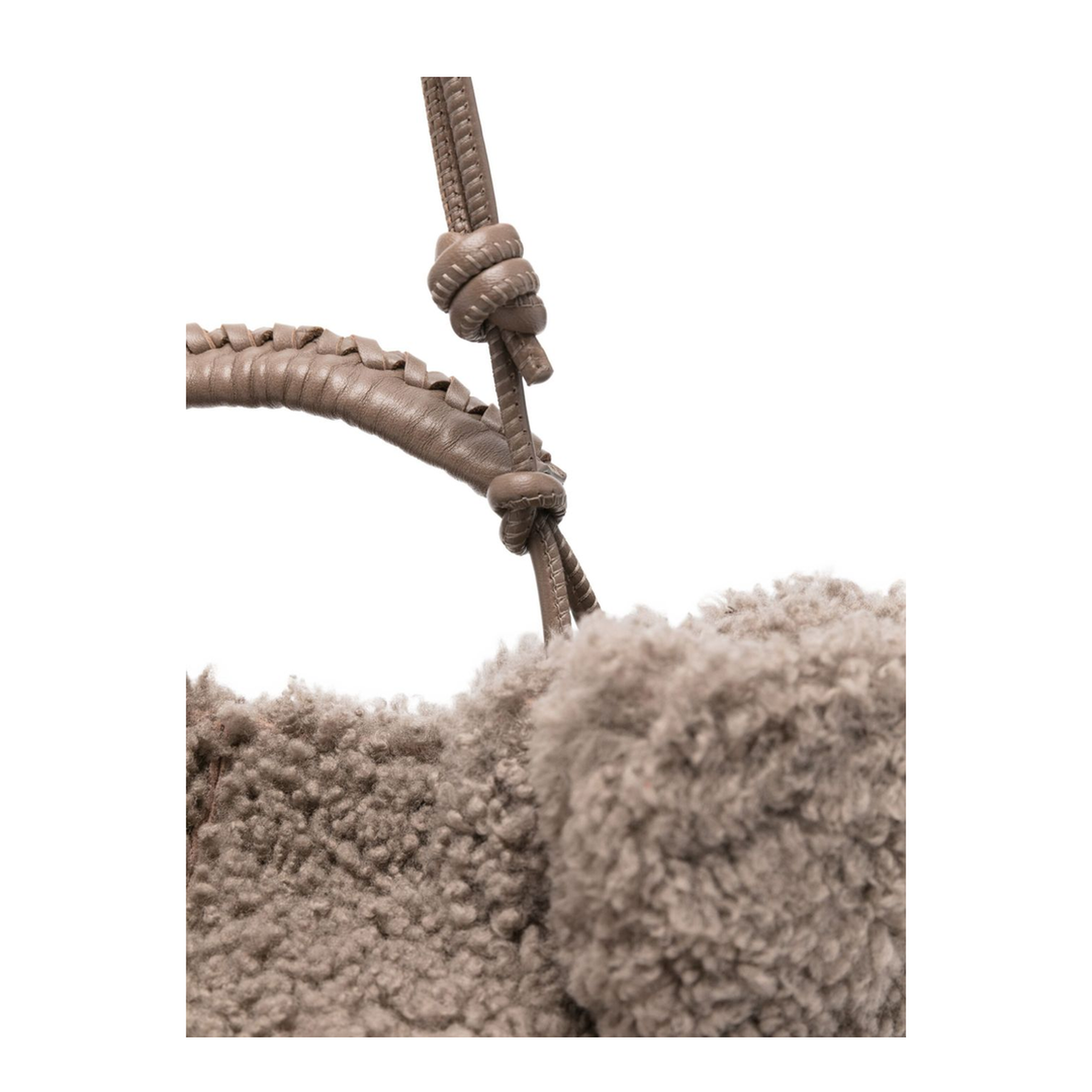 Arta Mini Leather & Shearling Tote - Dusty Grey - Image 2