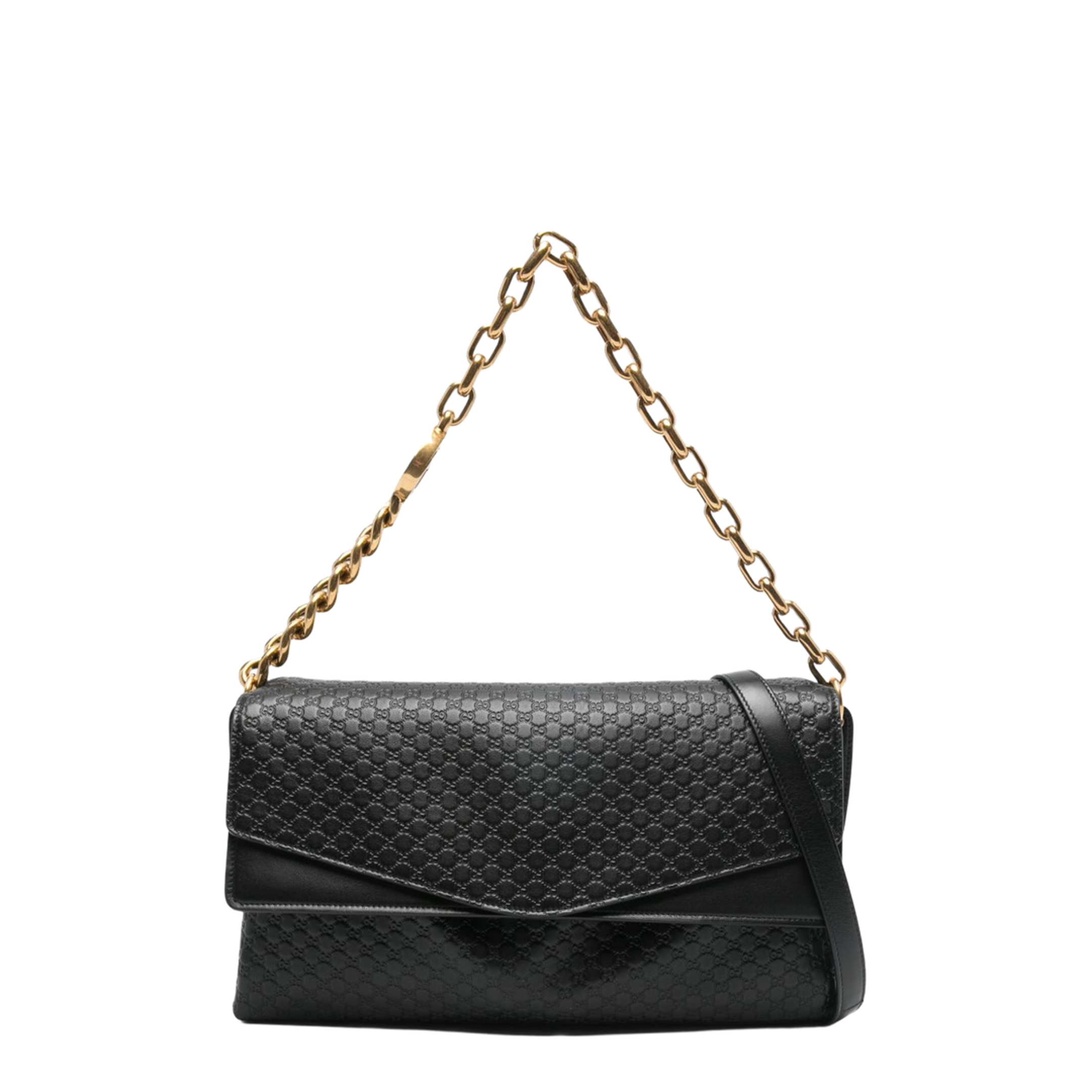 Large GG Leather Shoulder Bag - Black - Image 1