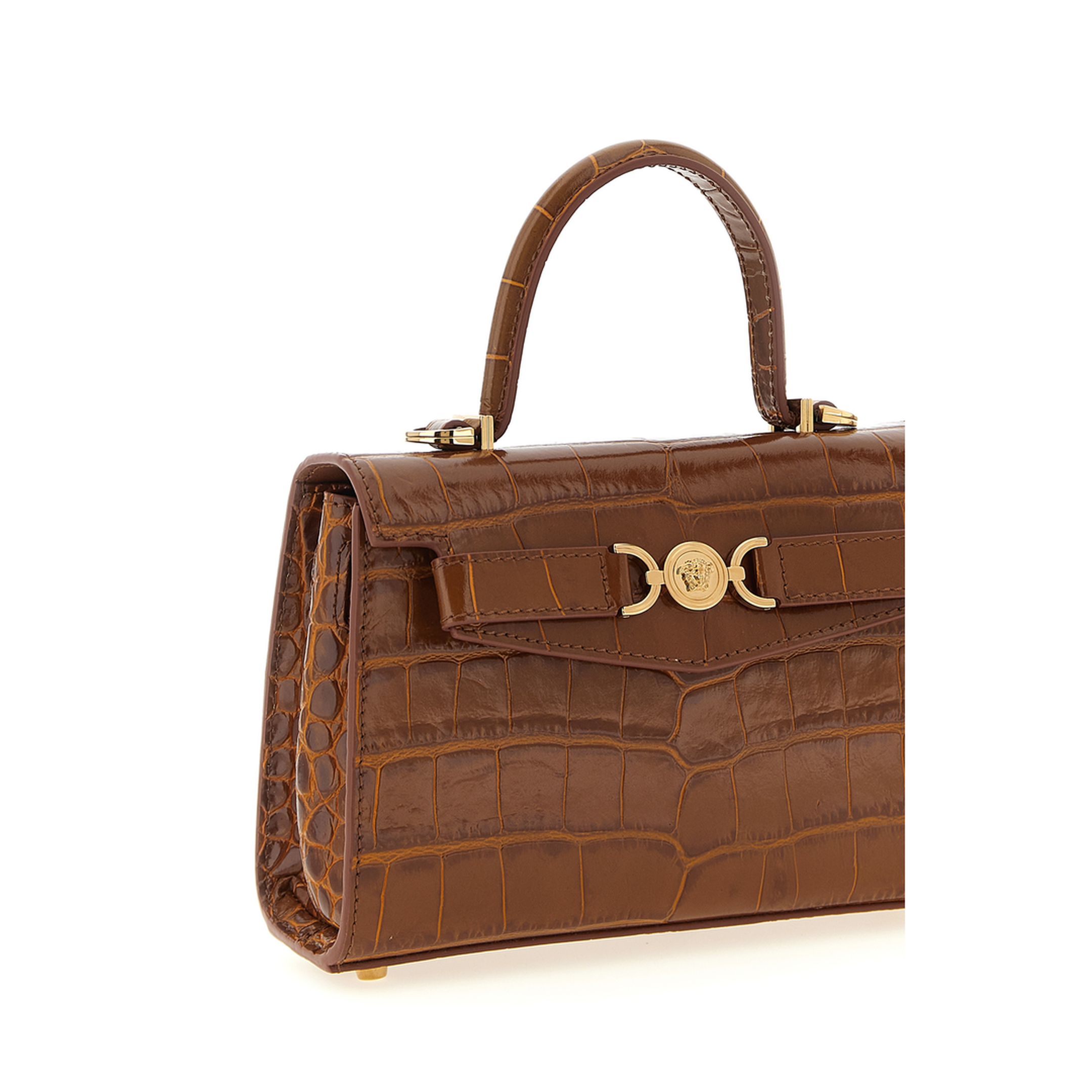 Medusa ’95 Small Croc-Effect Top-Handle Bag - Brown - Image 3
