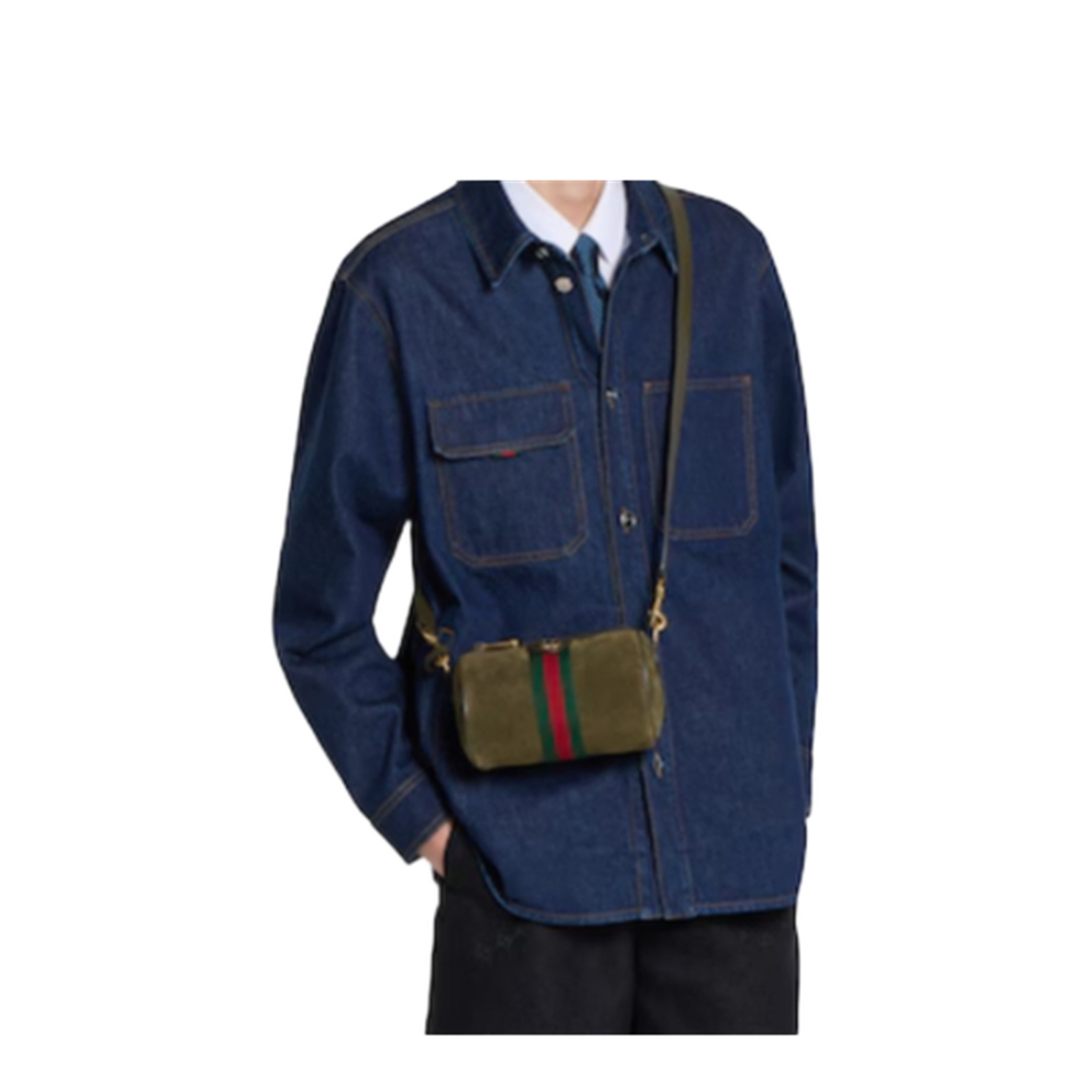 Ophidia Mini Shoulder Bag Suede Dark Green - Image 4