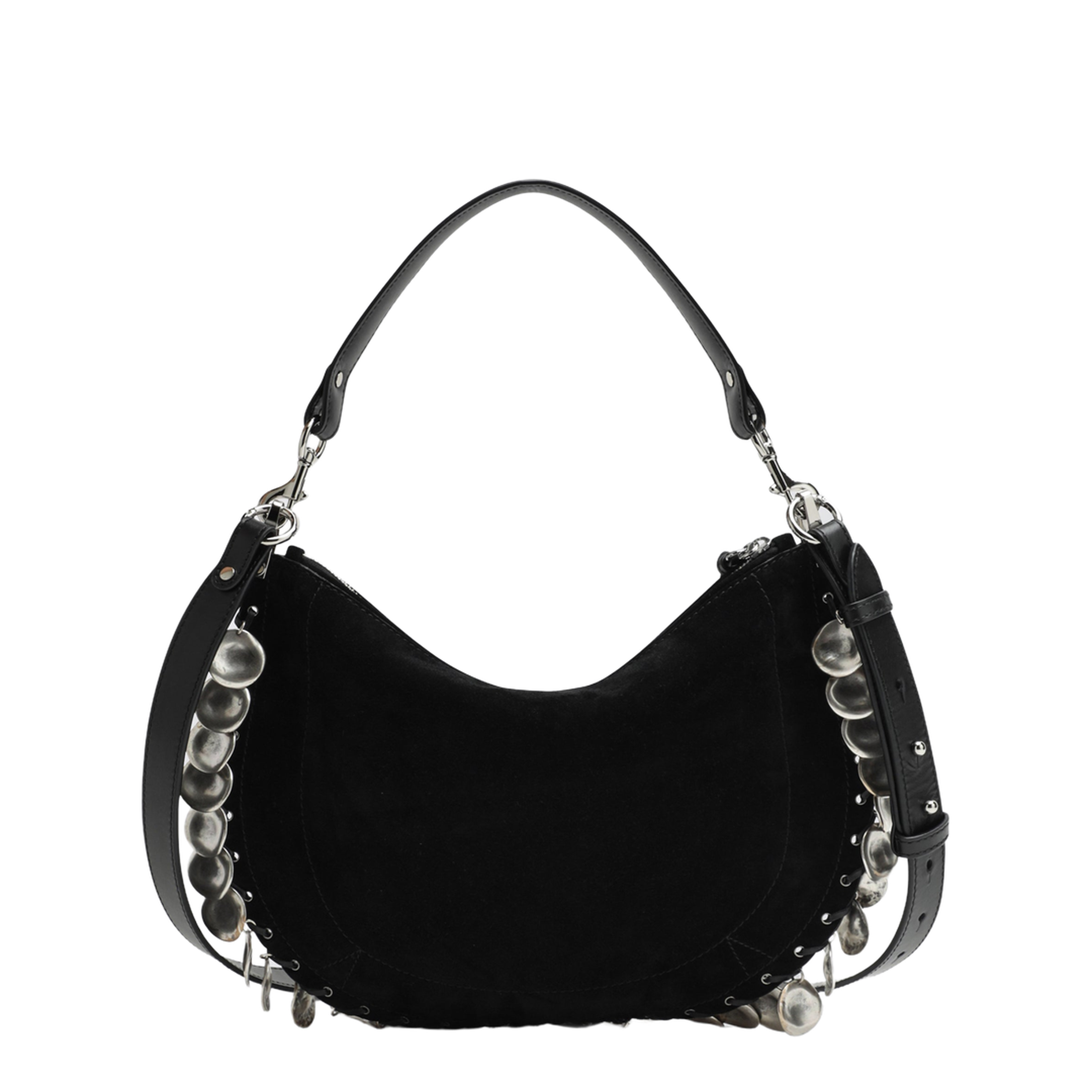 Oskan Soft Zipped Bag in Black Suede with Medals - Image 2