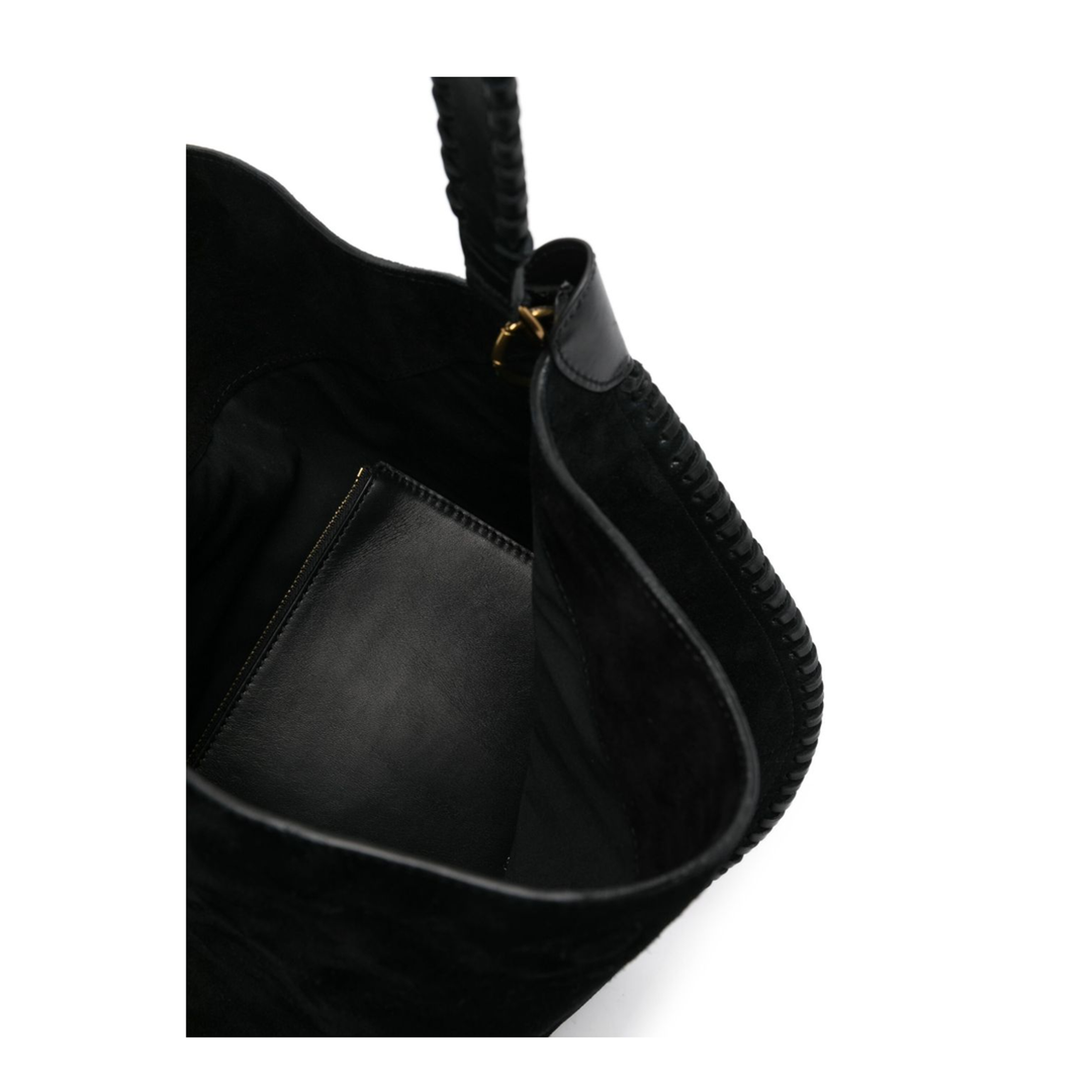 Suede Calfskin Hobo Bag - Black - Image 3