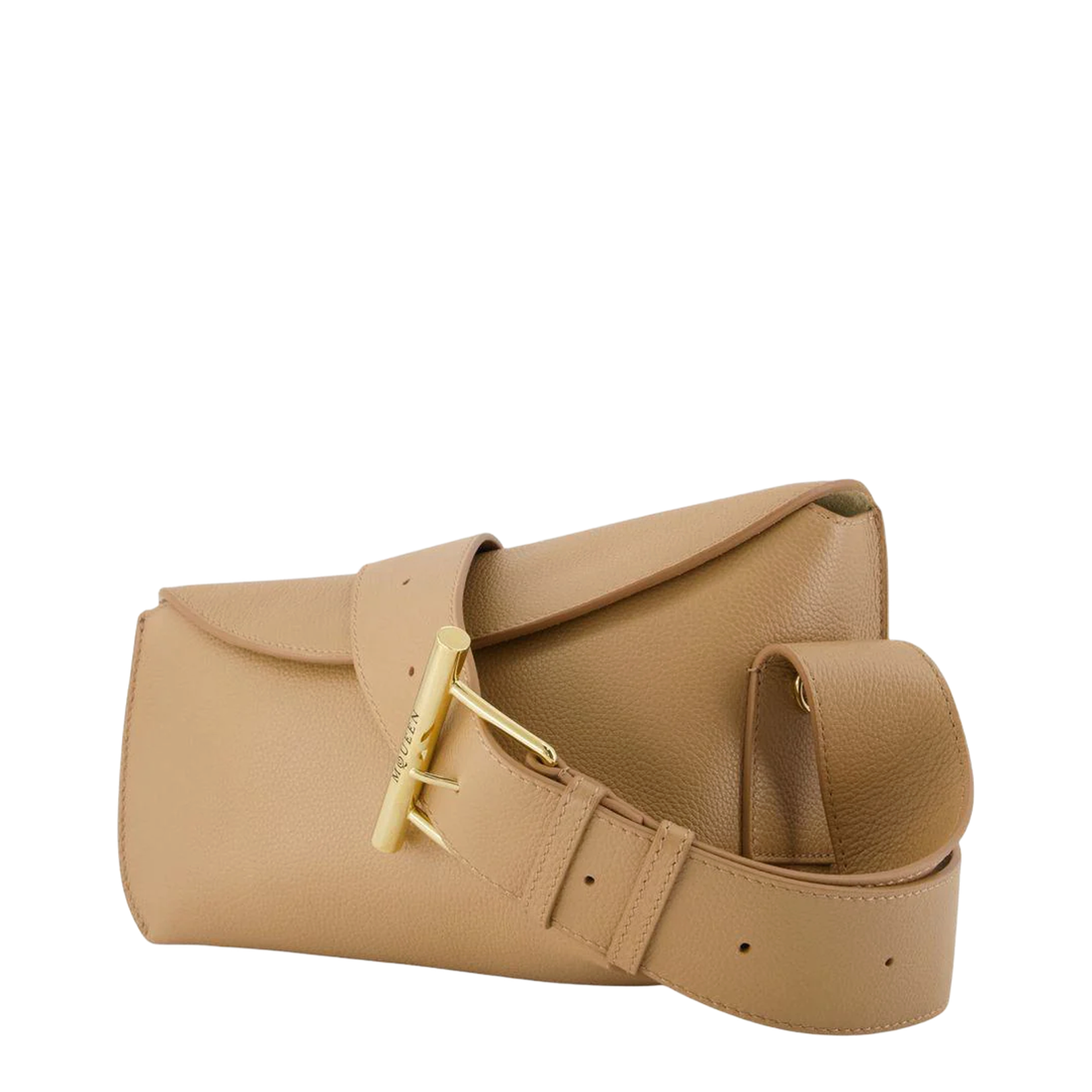 T-Bar Sling Crossbody Leather Beige Sand - Image 2