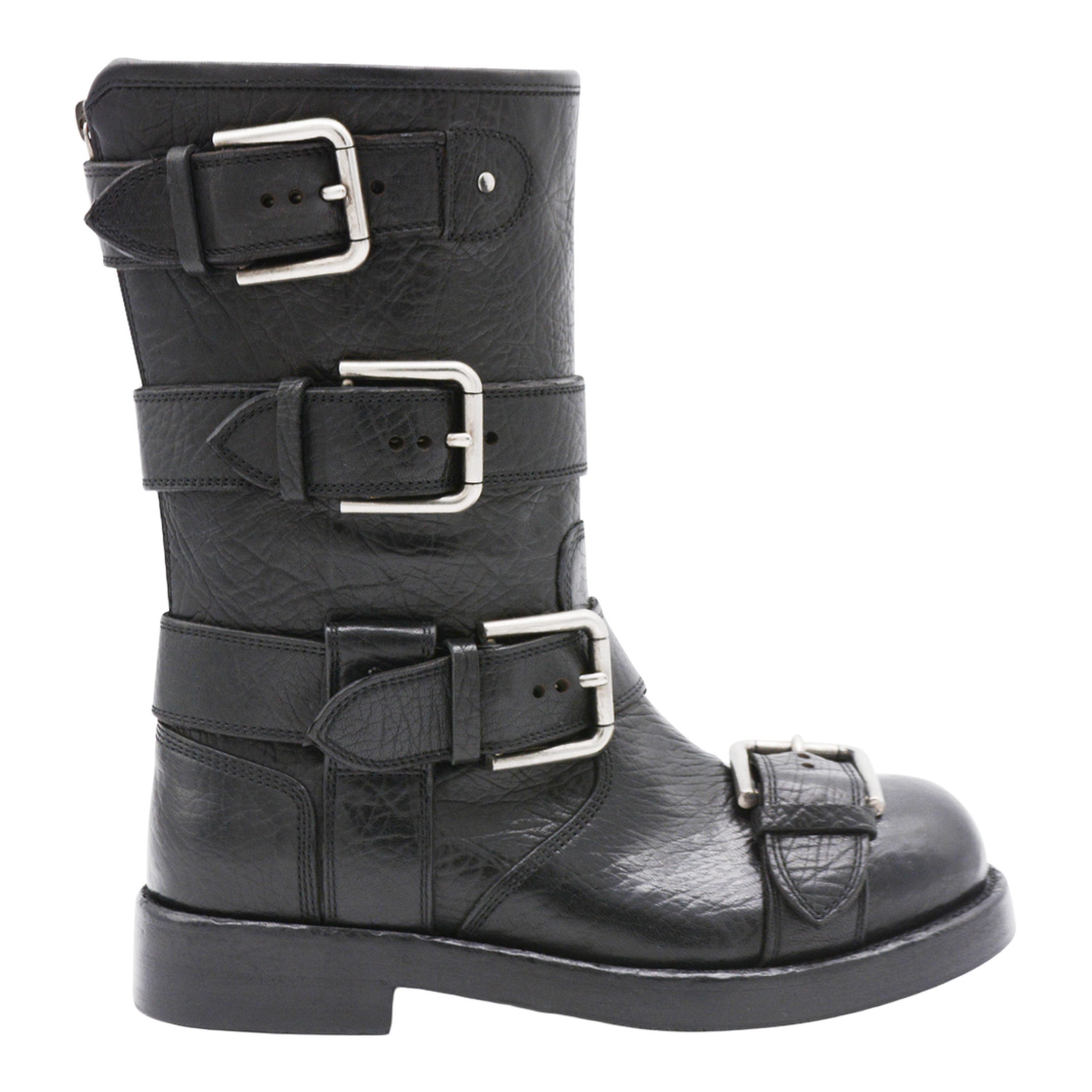 Black leather boots with straps - Image 1