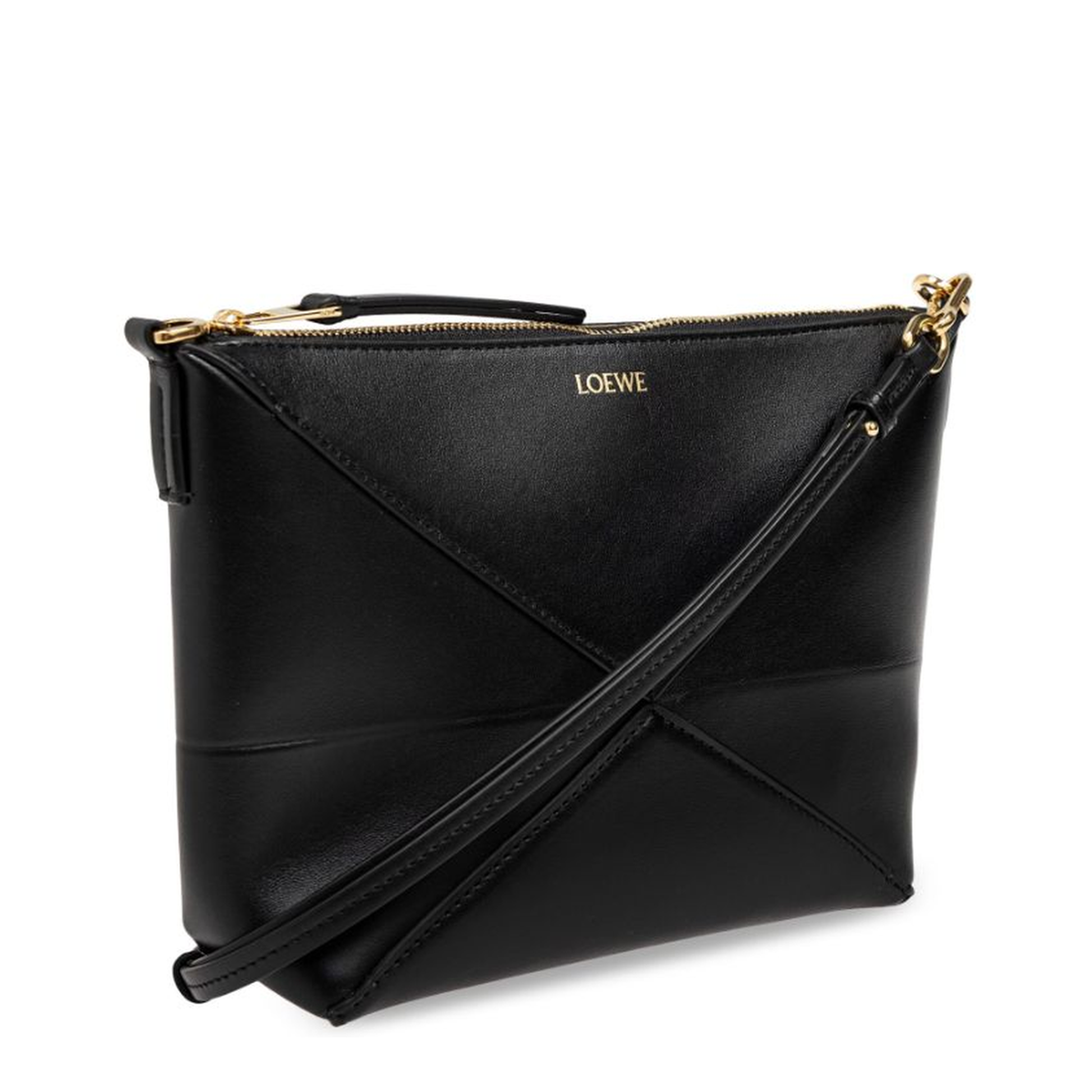 Puzzle Fold Leather Pouch - Black - Image 8